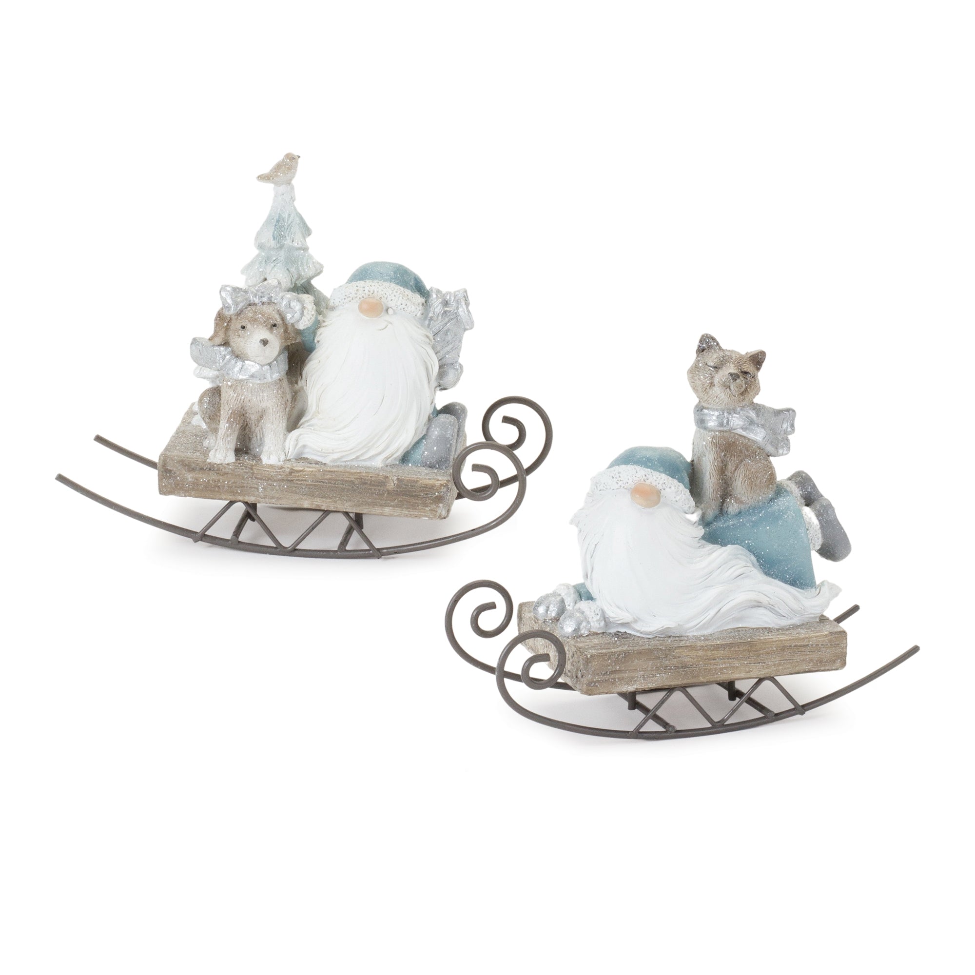Santa on Sled (2 Asst) 5”H Resin