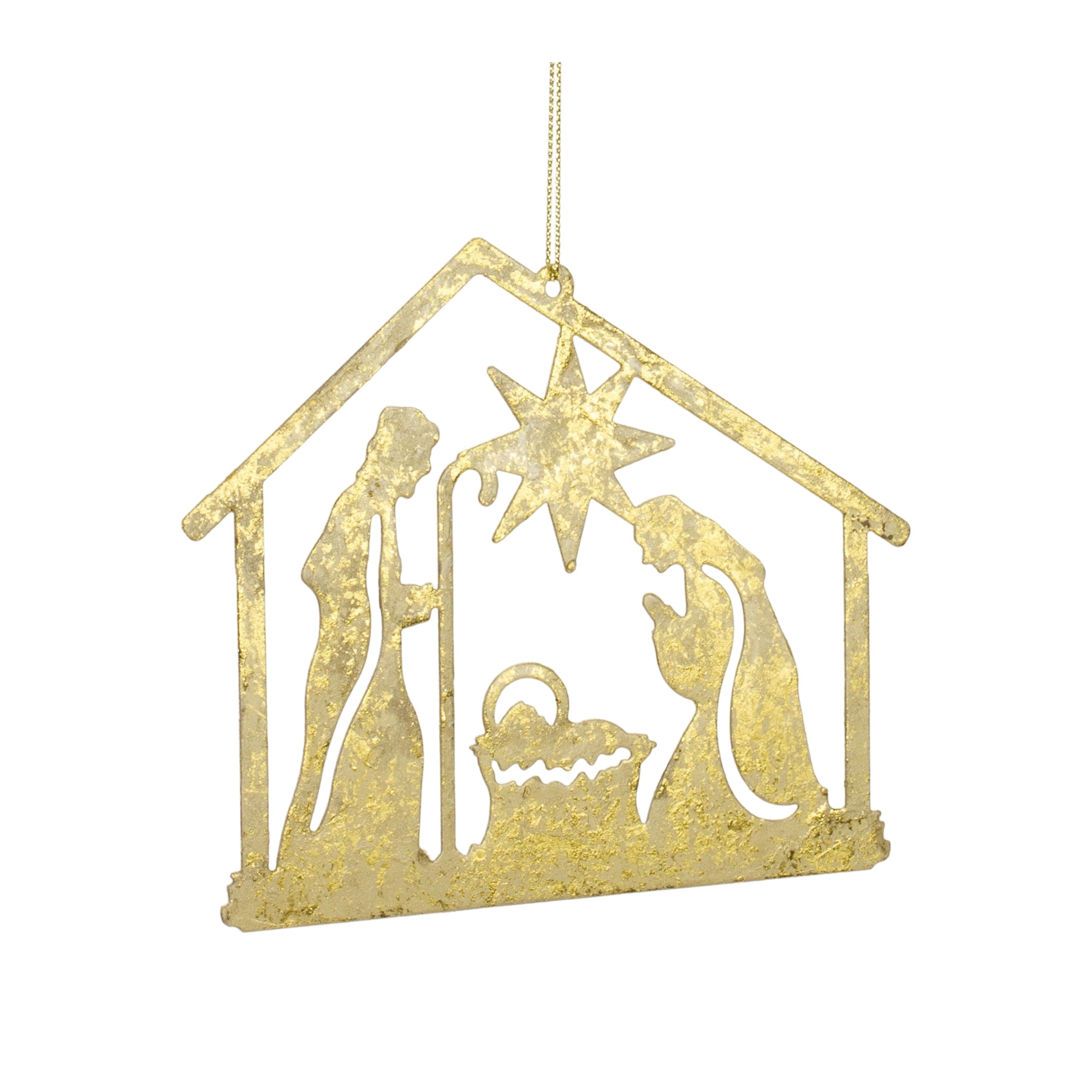 Holy Family Ornament 4.25”H Metal