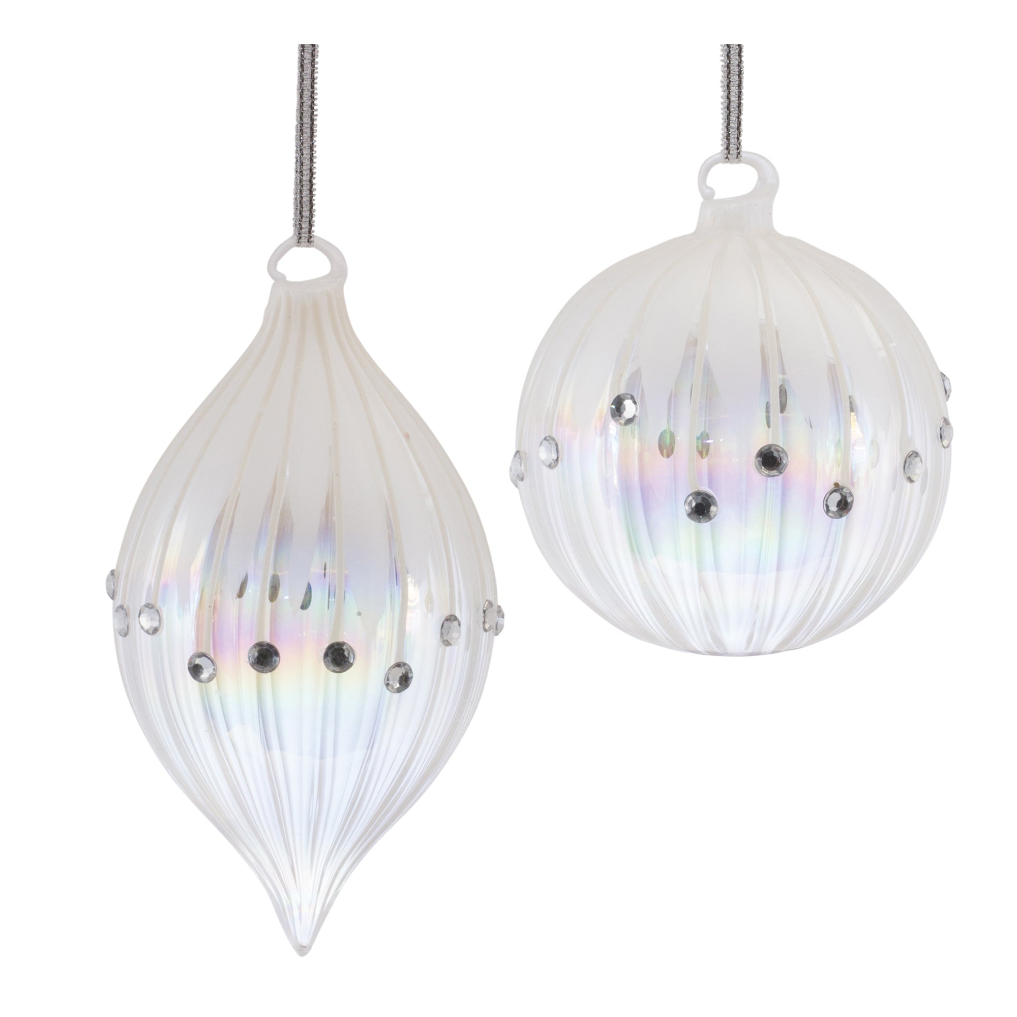 Ornament (2 set of) 3.75"H, 5.5"H Glass