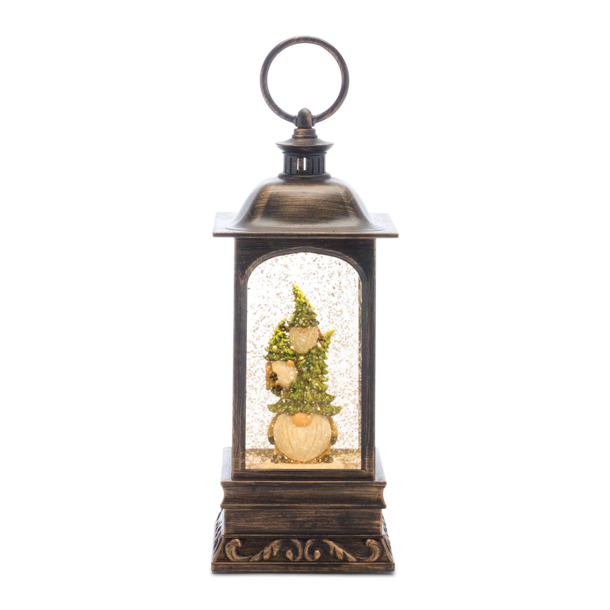 Snow Globe Triple Gnome Stack 10.75”H  6 Hr Timer 3AA Batteries Not Included or USB Cord Incl