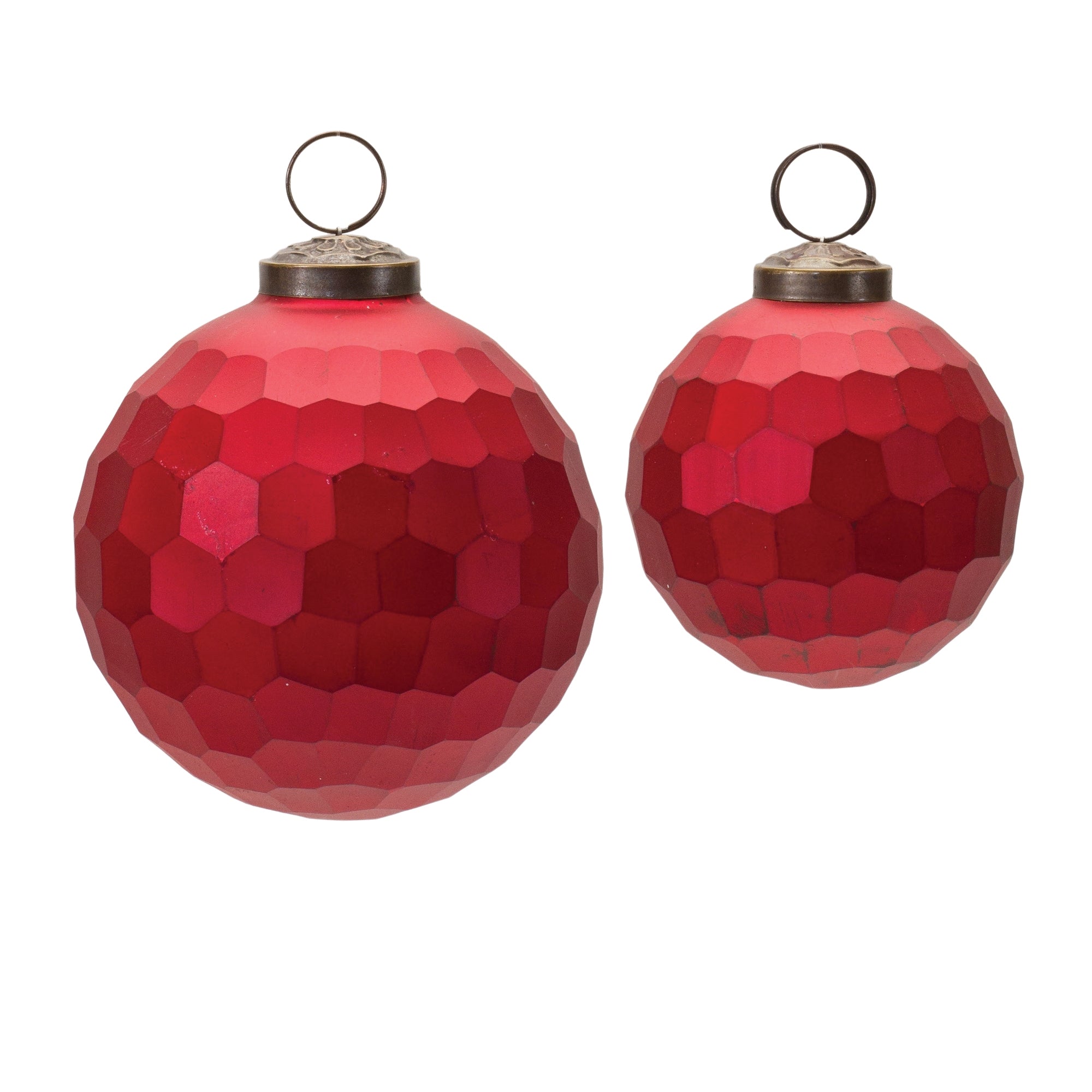 Ball Ornament (Set of 2) 3"D, 4"D Glass