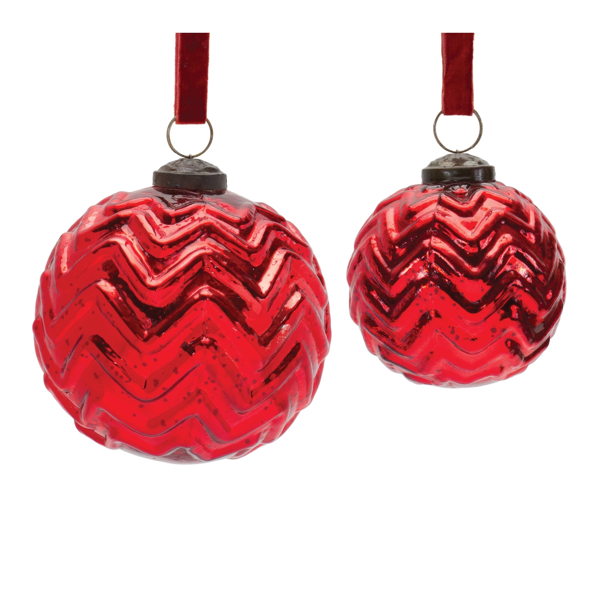 Ball Ornament (Set of 2) 3"D, 4"D Glass