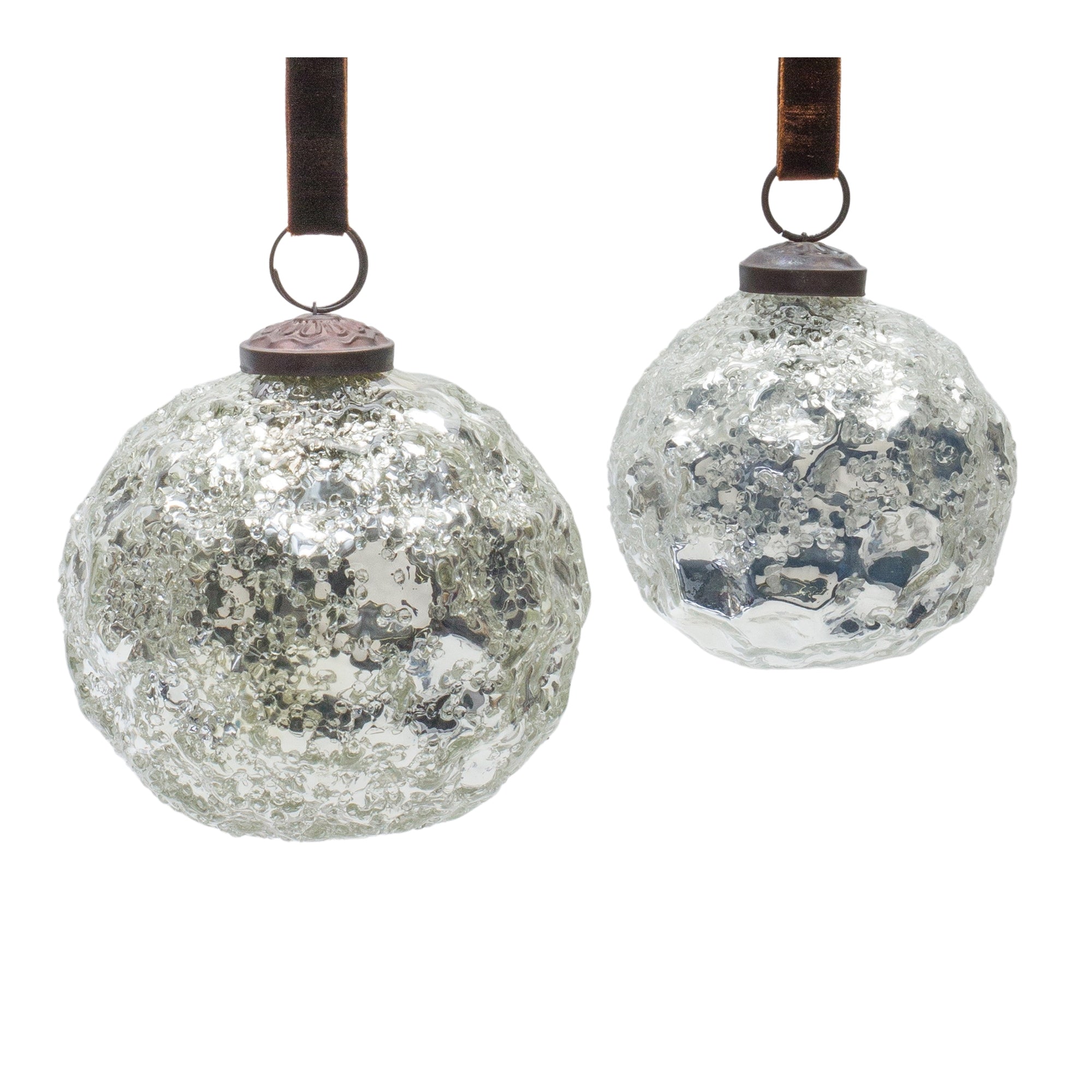 Ball Ornament (Set of 2) 3"D, 4"D Glass