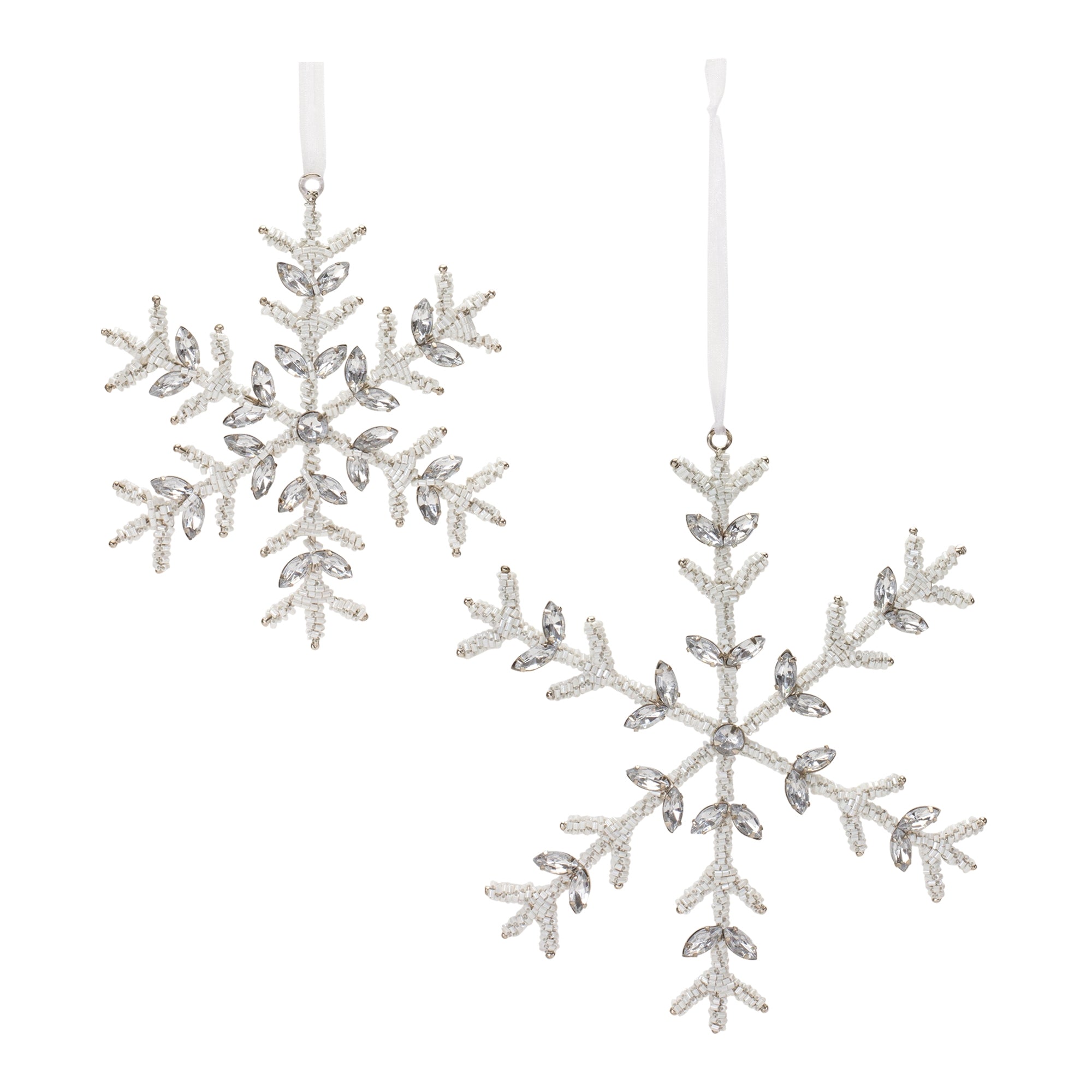 Snowflake Ornament (Set of 2) 6"H, 8"H Iron/Glass