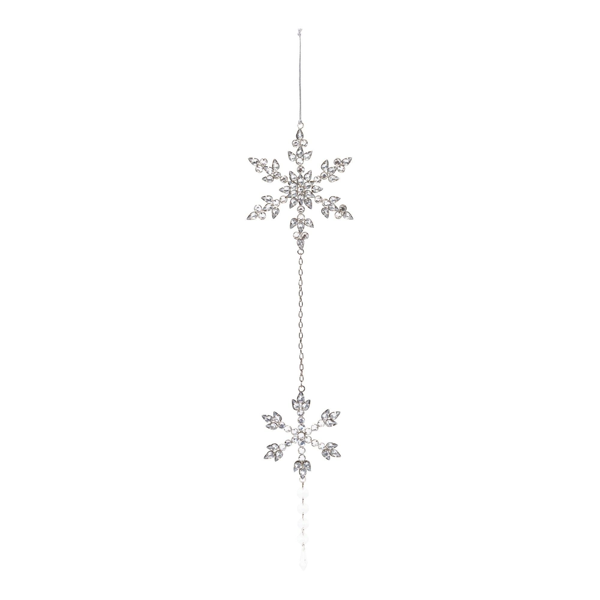 Snowflake Drop Ornament 21”H Iron/Glass