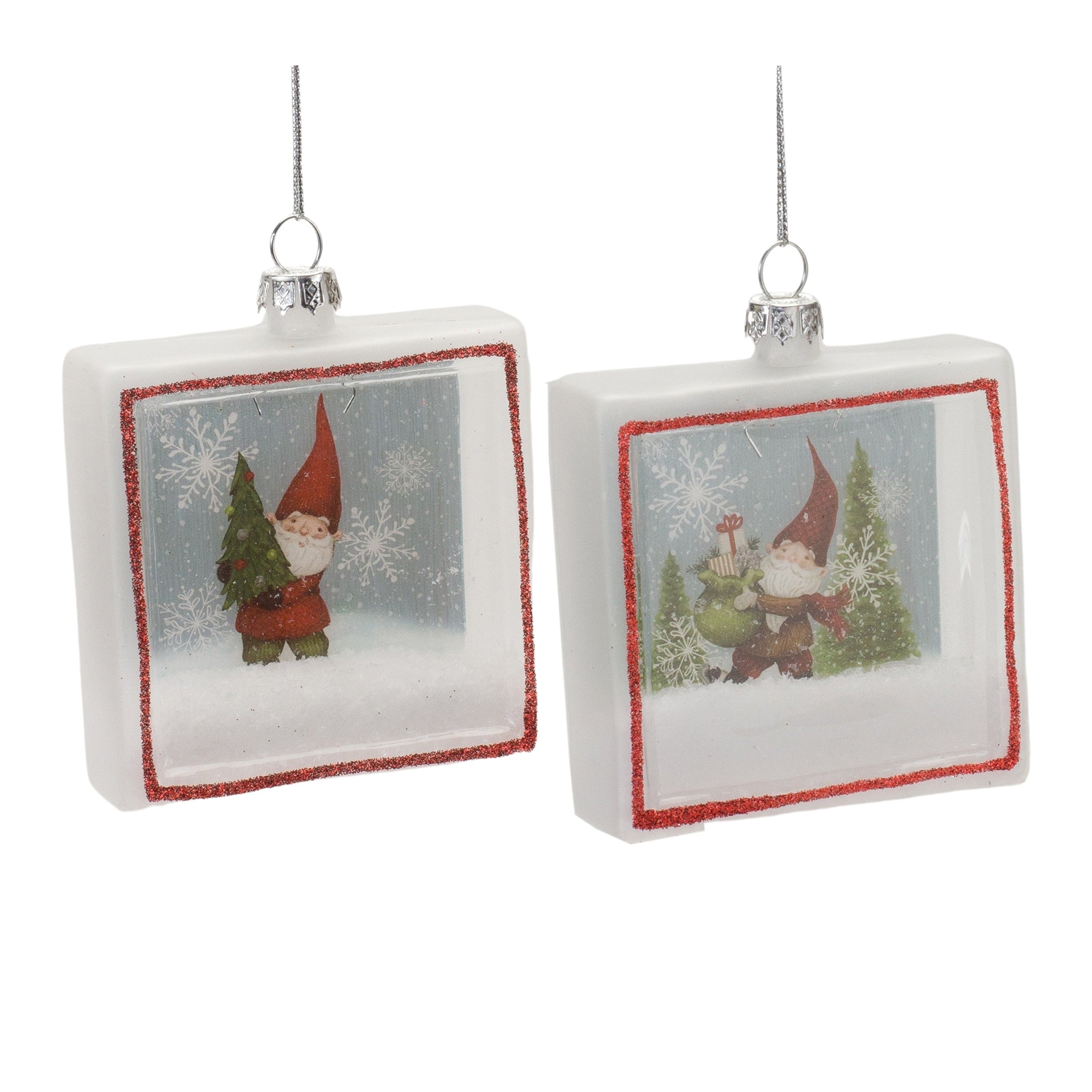 Gnome Ornament (2 Asst) 4”H Glass