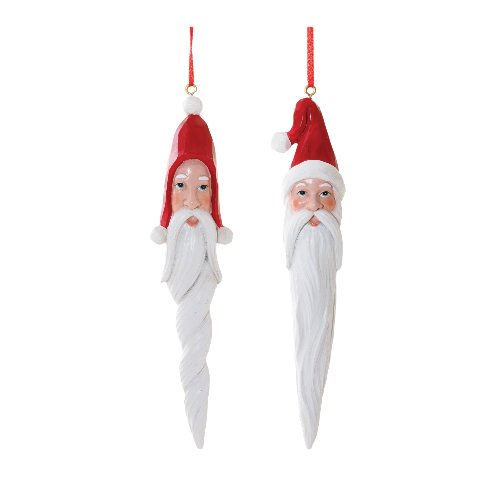 Santa Drop Ornament (2 Asst) 8.25”L Resin