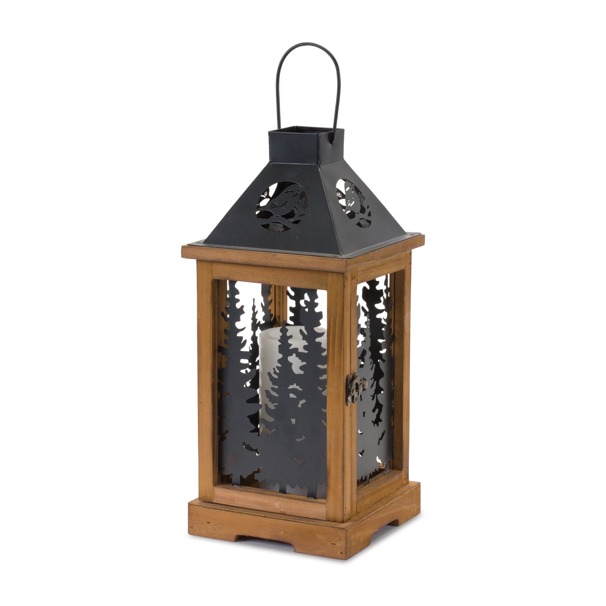 Lantern 14.75”H Metal/Wood