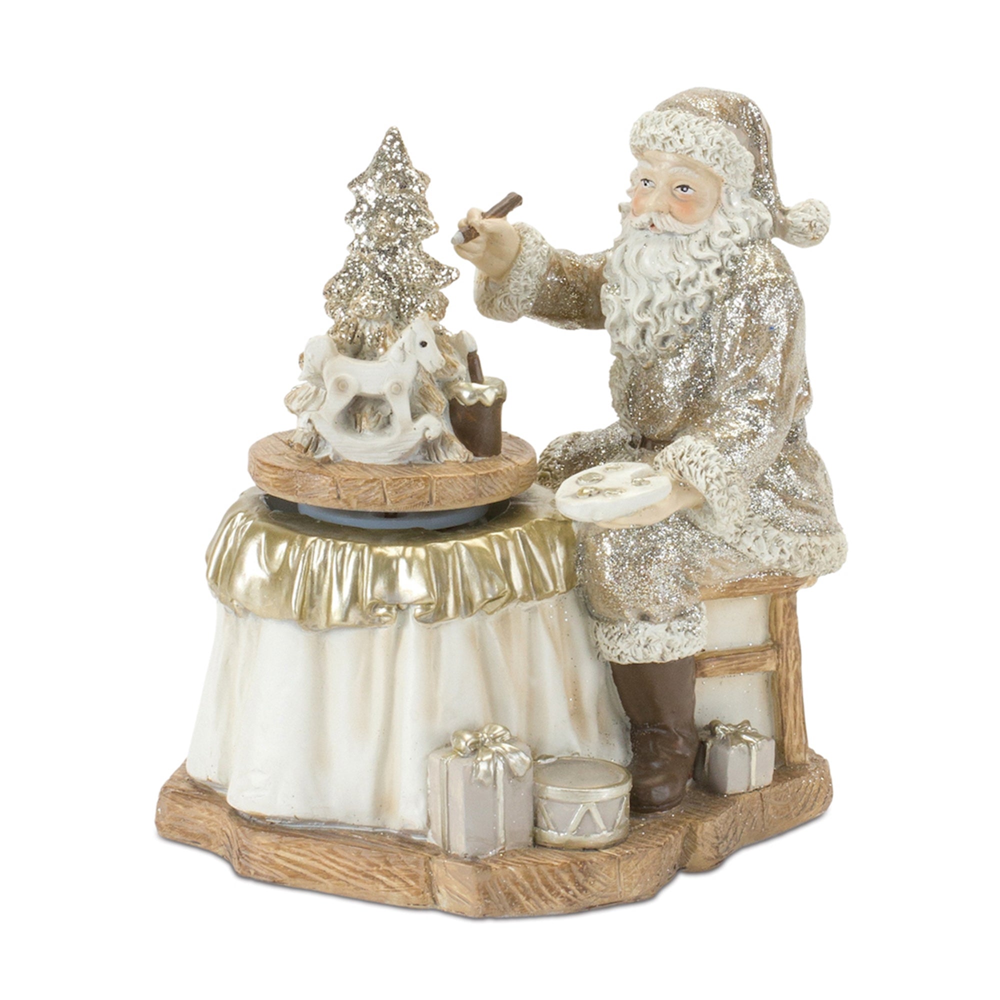 Santa w/Paint Brush 6.5”H Resin