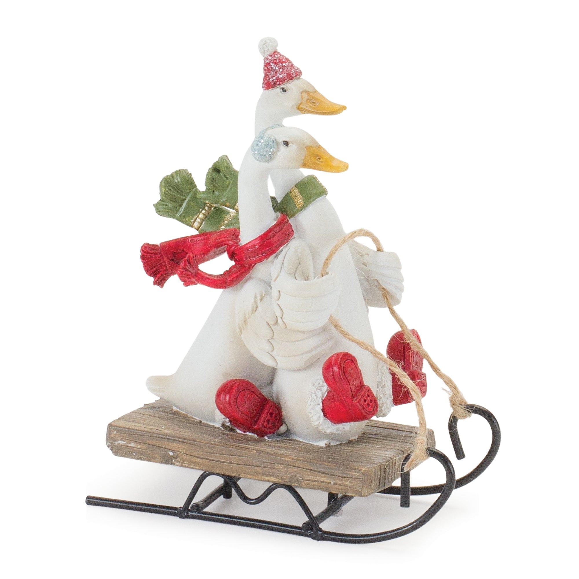 Geese on Sled 5.25”H Resin