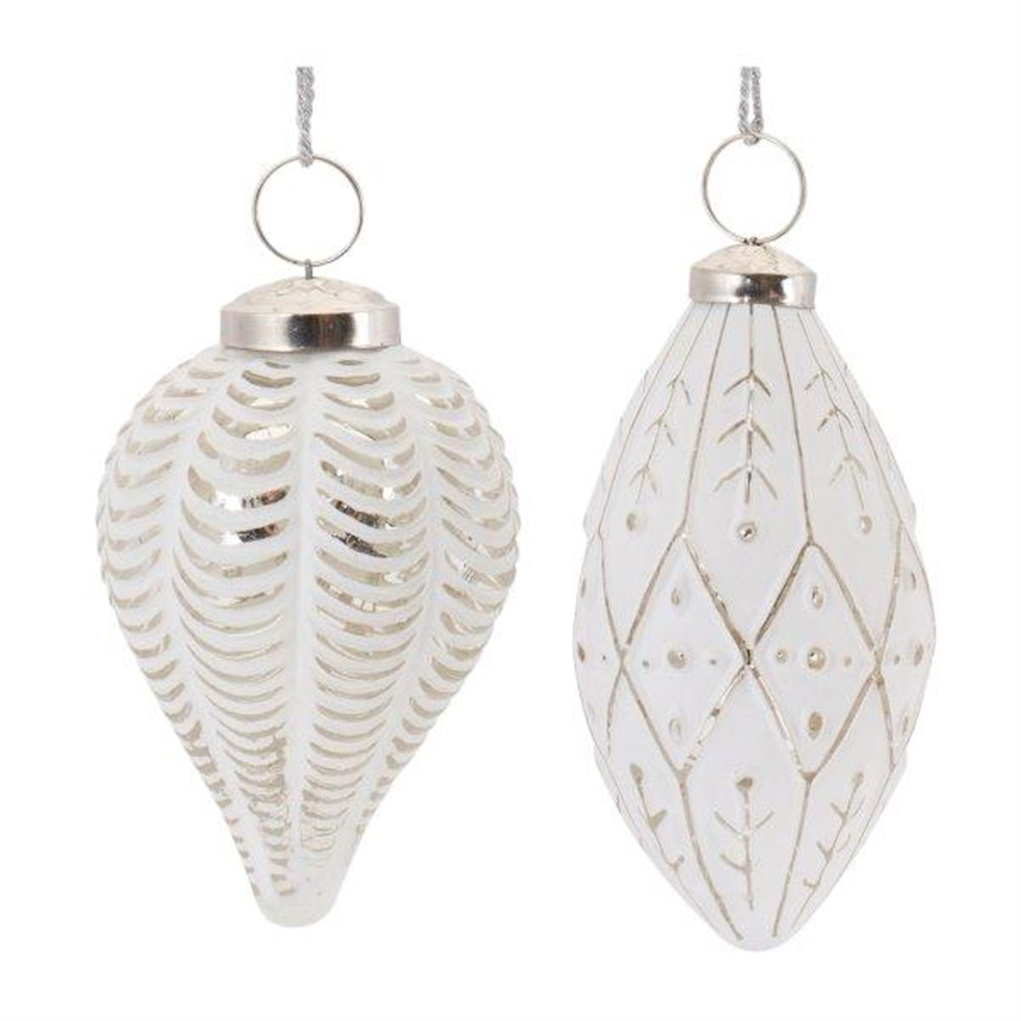 Ornament (2 Asst) 4.25"H, 4.5"H Glass