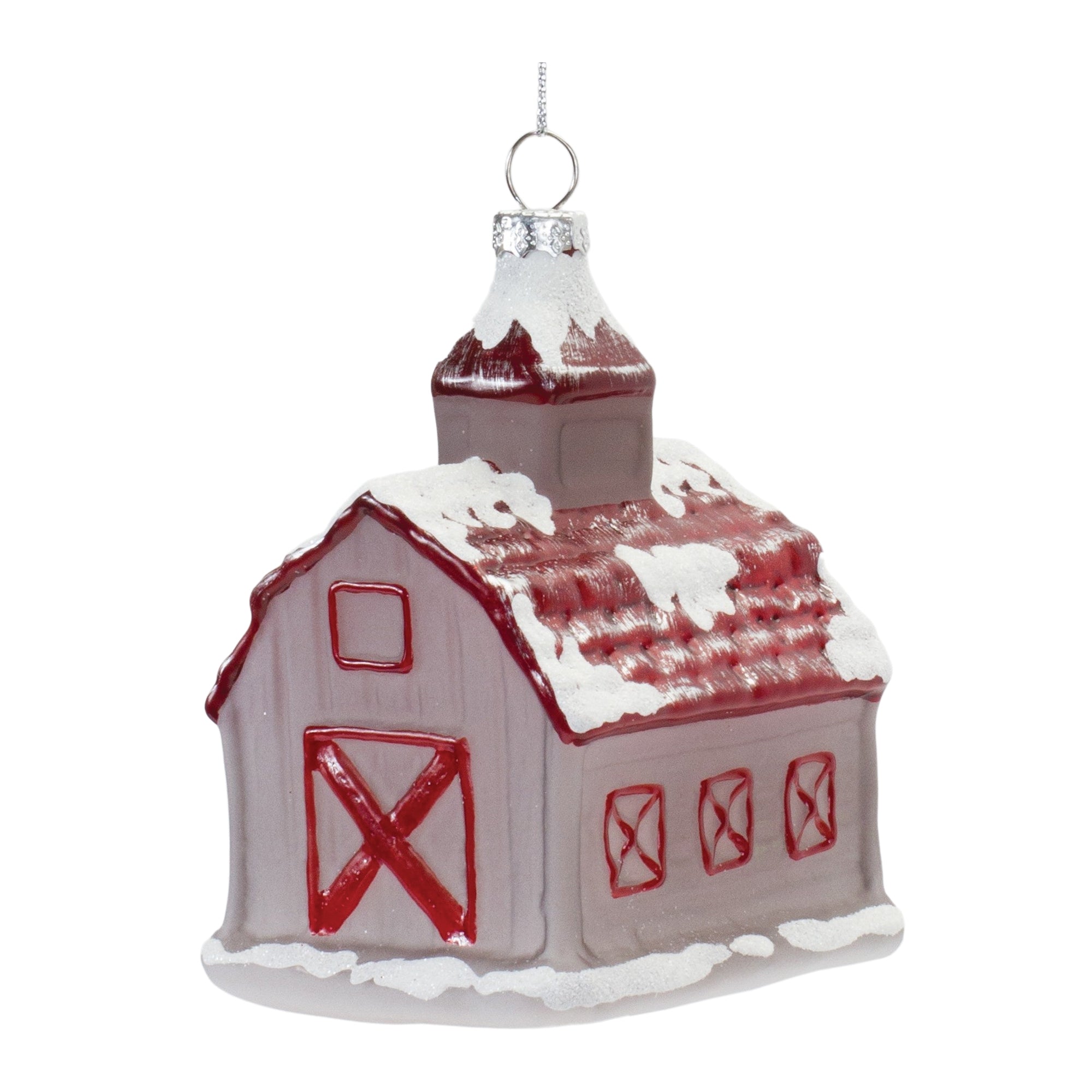 Barn Ornament 4.75”H Glass