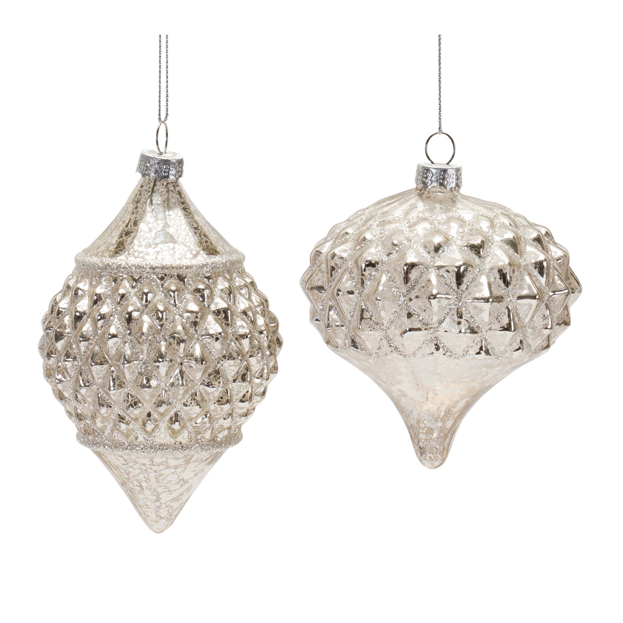 Ornament (2 Asst) 4"H, 5"H Glass