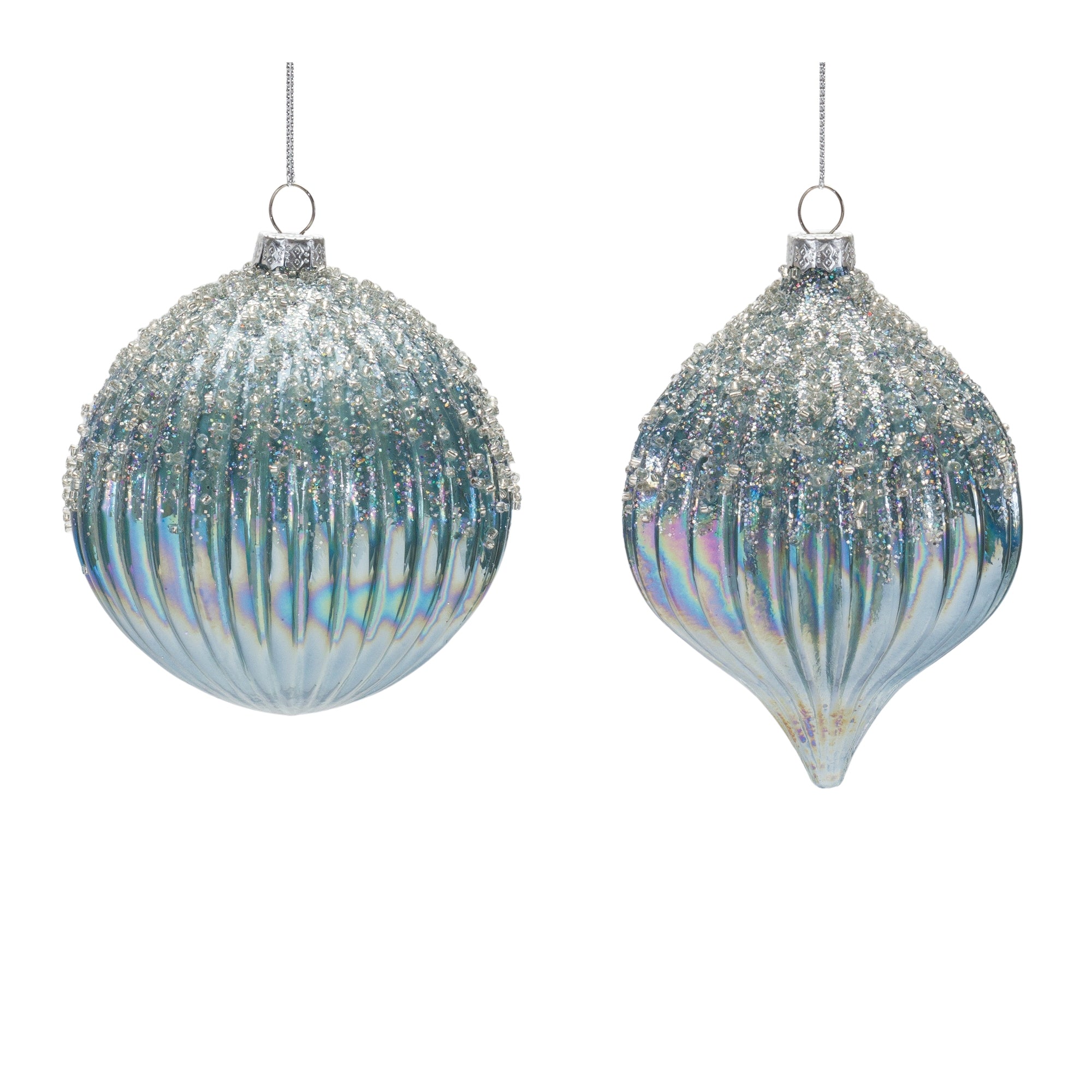 Ornament (2 Asst) 4.75"H, 5.5"H Glass