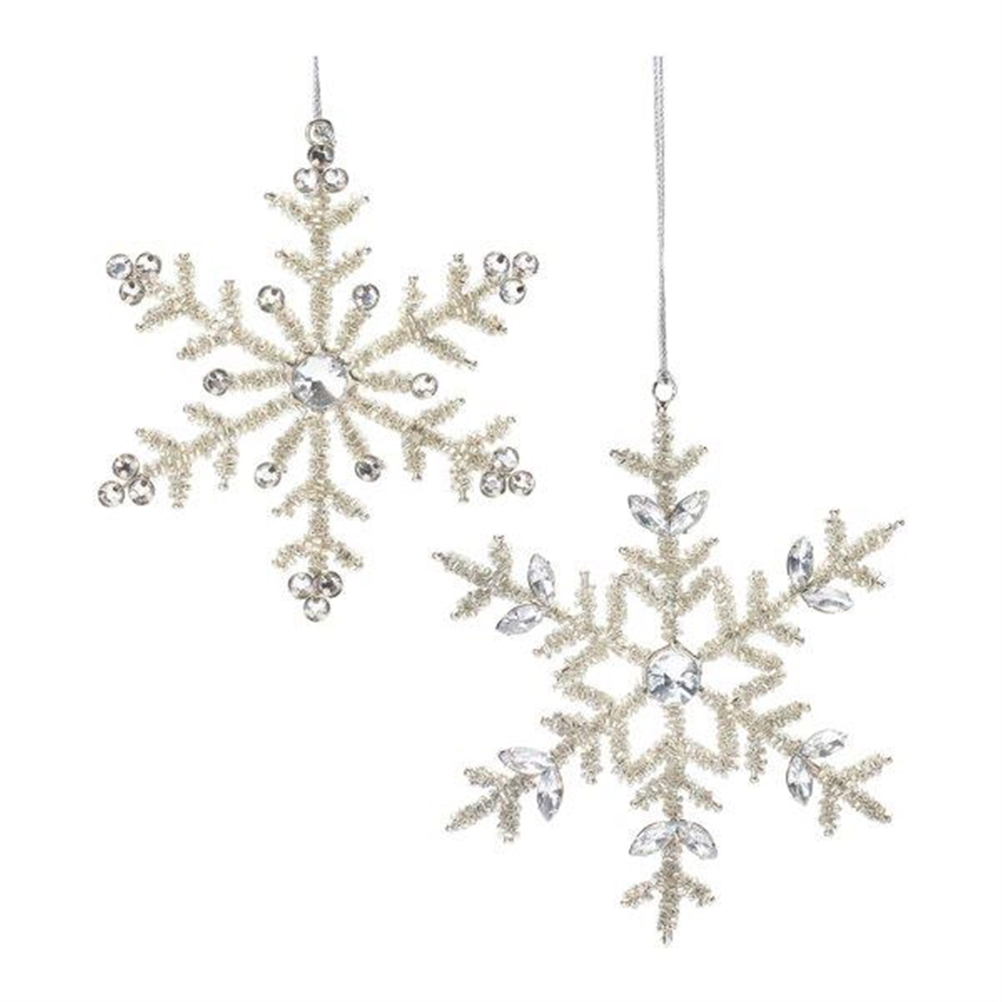Snowflake Ornament (2 Asst) 5.25"H, 6"H Iron/Glass