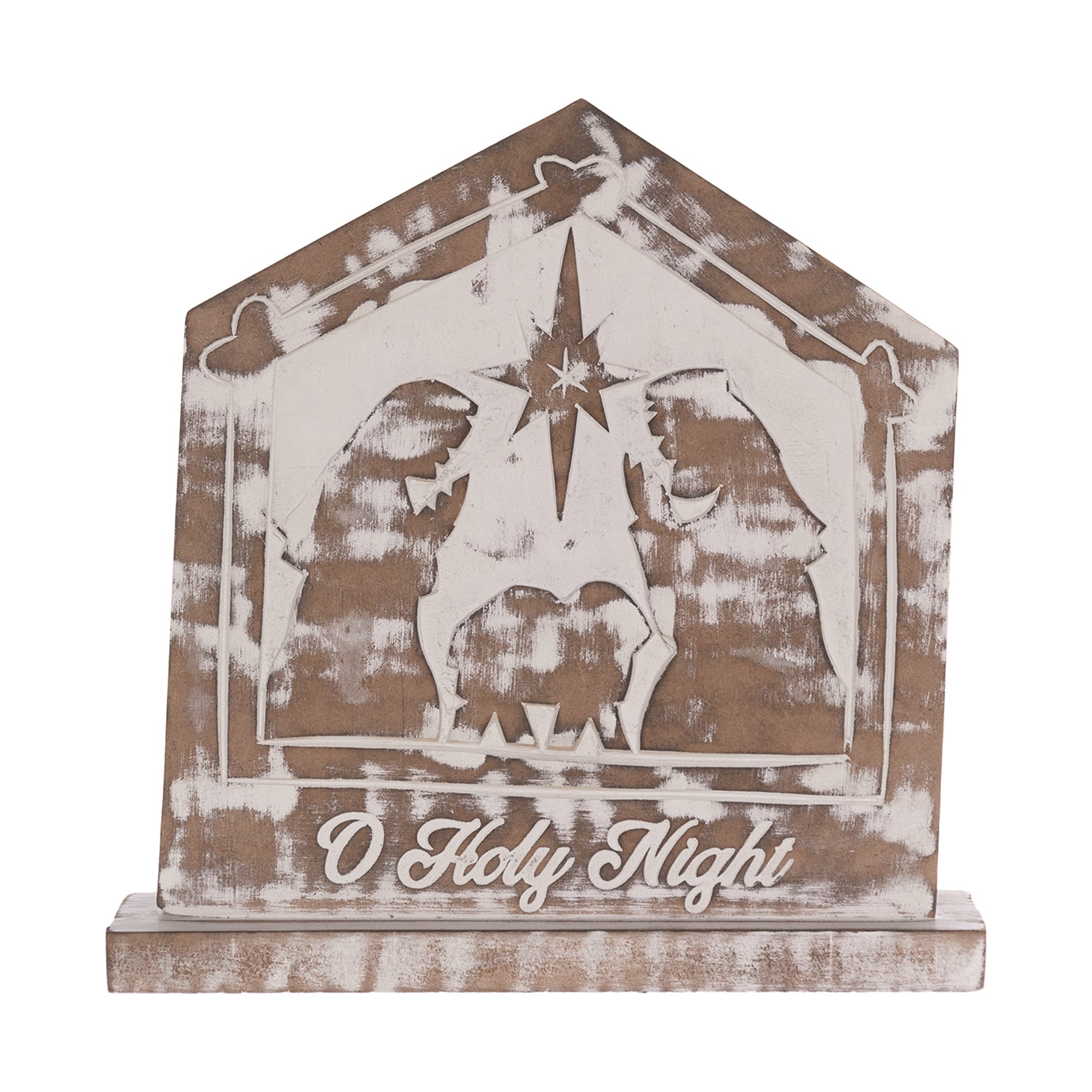 O Holy Night Holy Family 9"L x 9.25"H Wood