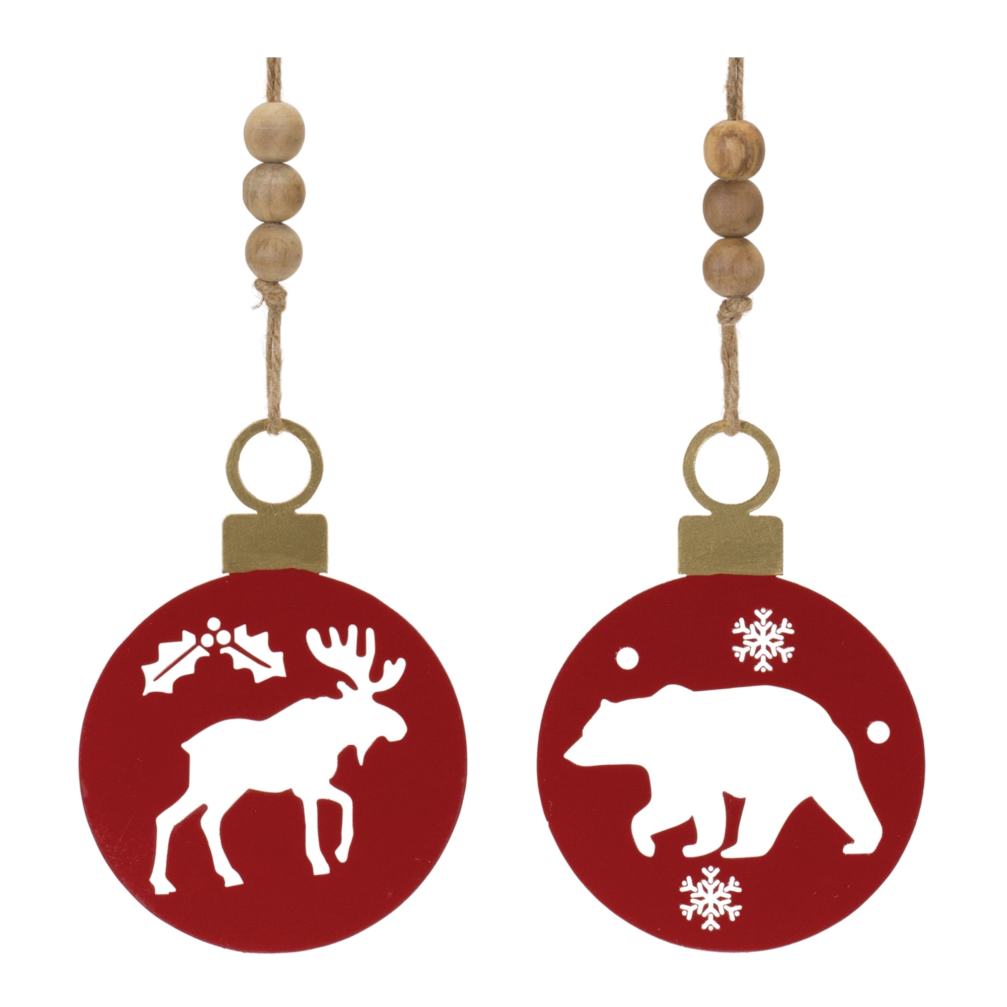 Bear and Moose Cut-Out Ornament (2 Asst) 7.5”H Iron