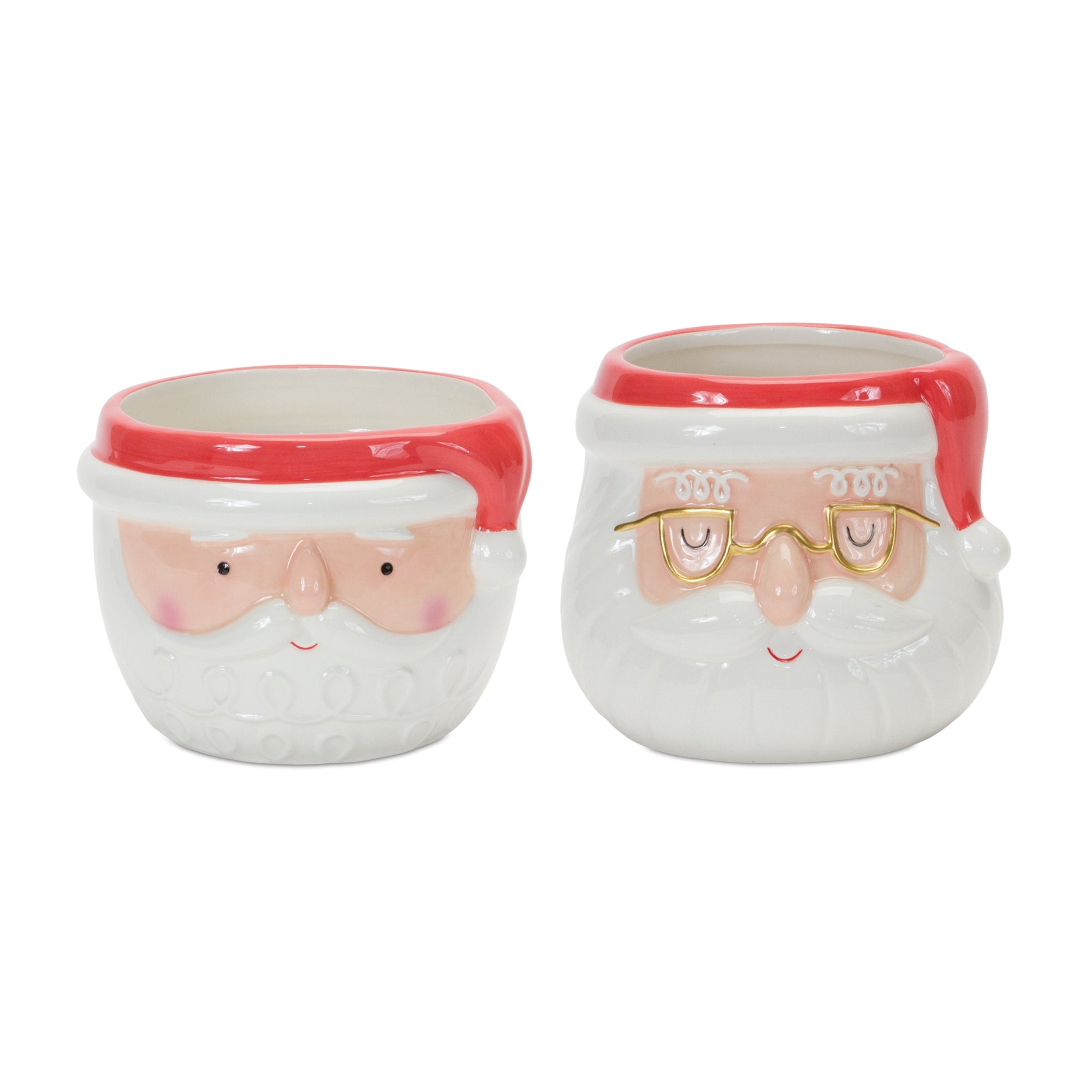 Santa Pot (2 Asst) 5.25"D x 4.25"H, 5.5"D x 5"H Ceramic