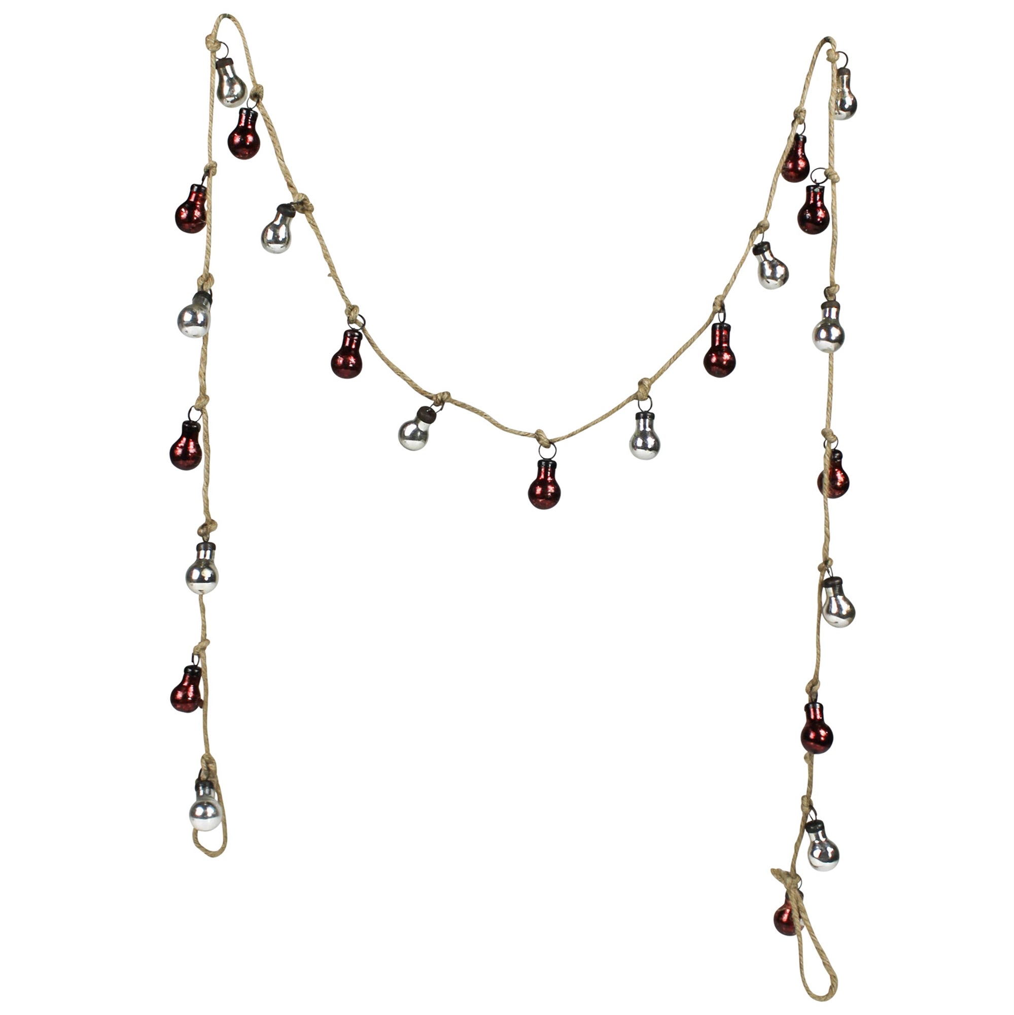 Glass Ball Garland - Silver & Red