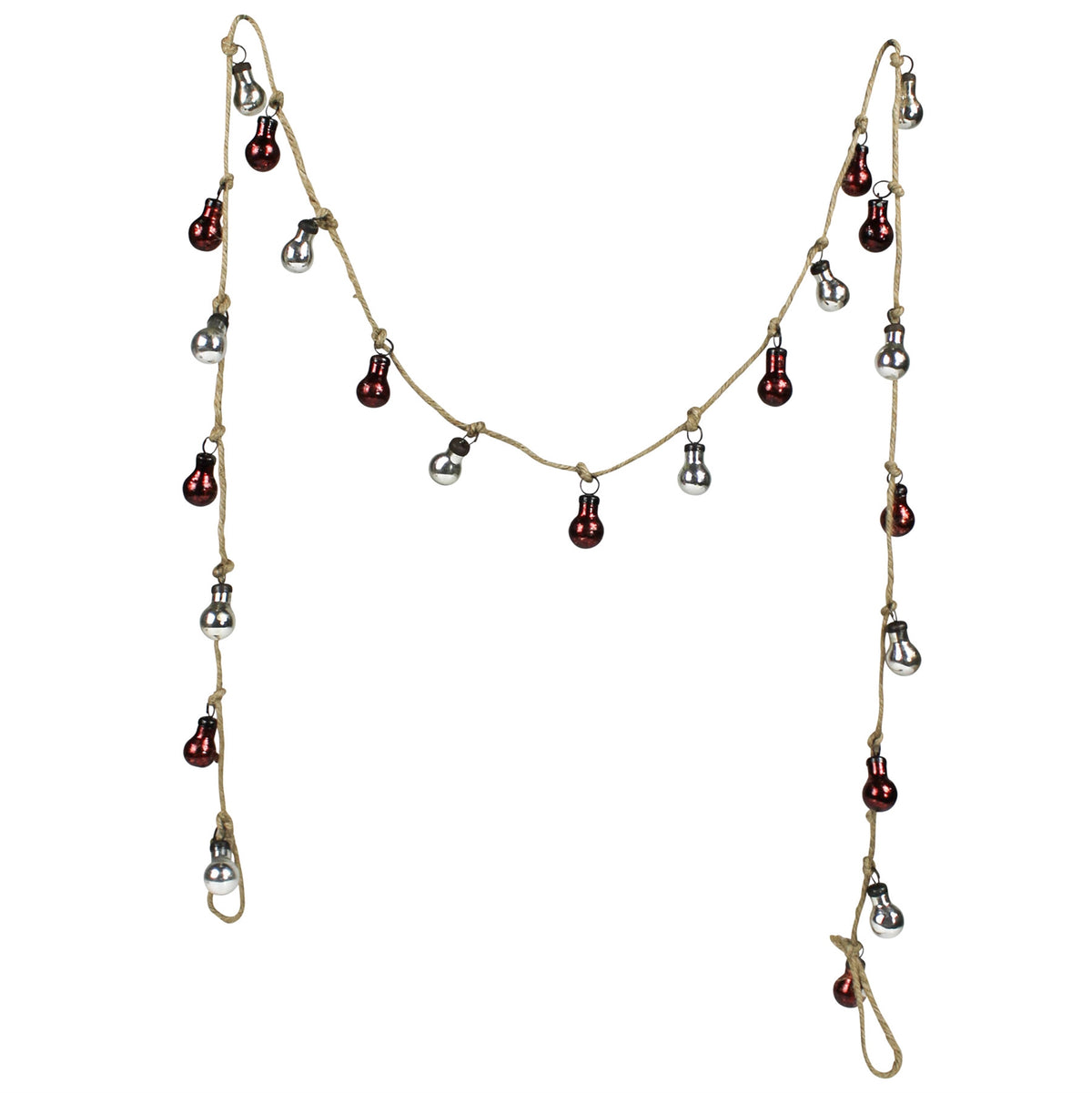 Glass Ball Garland - Silver & Red