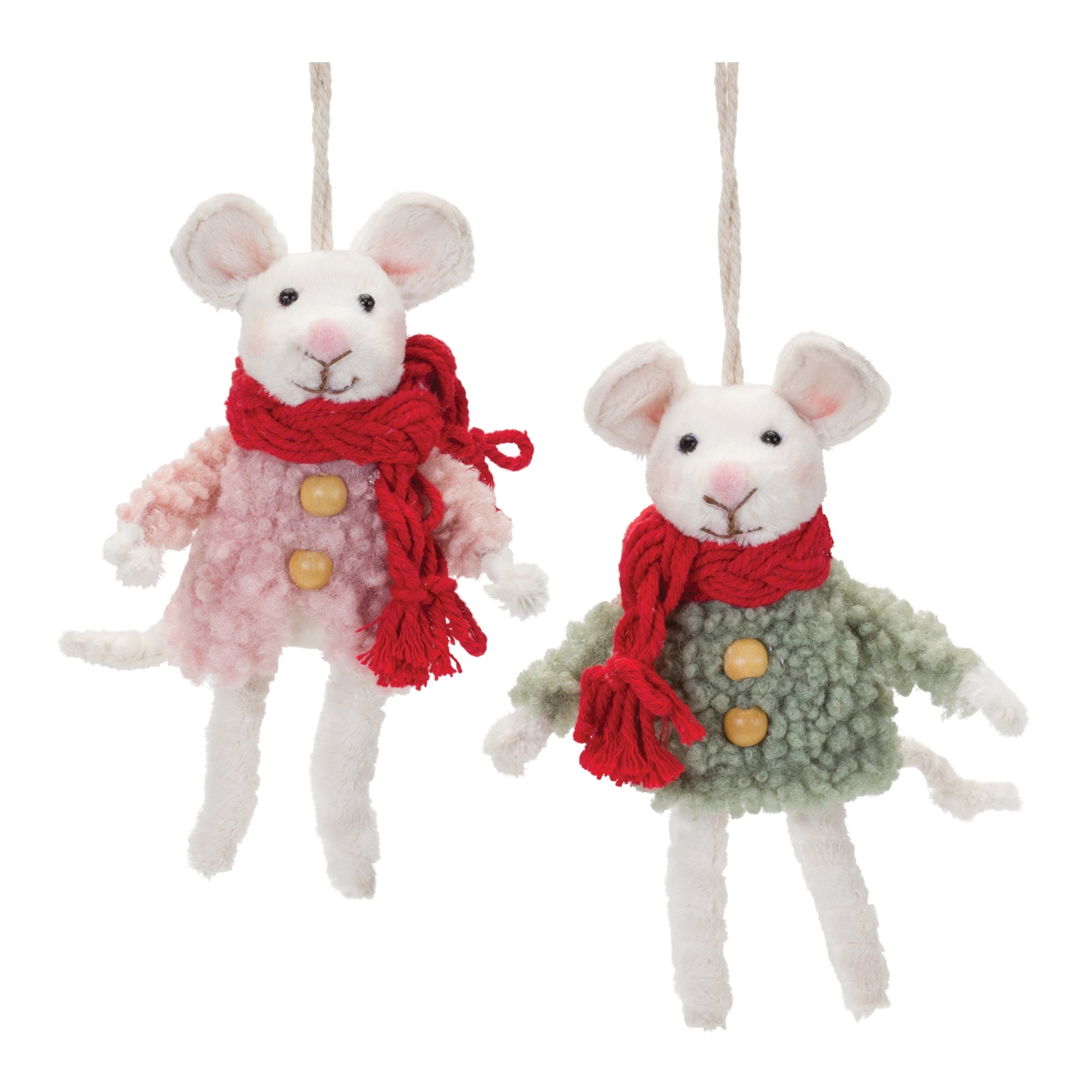 Mouse Ornament (2 Asst) 7”H Foam/Polyester