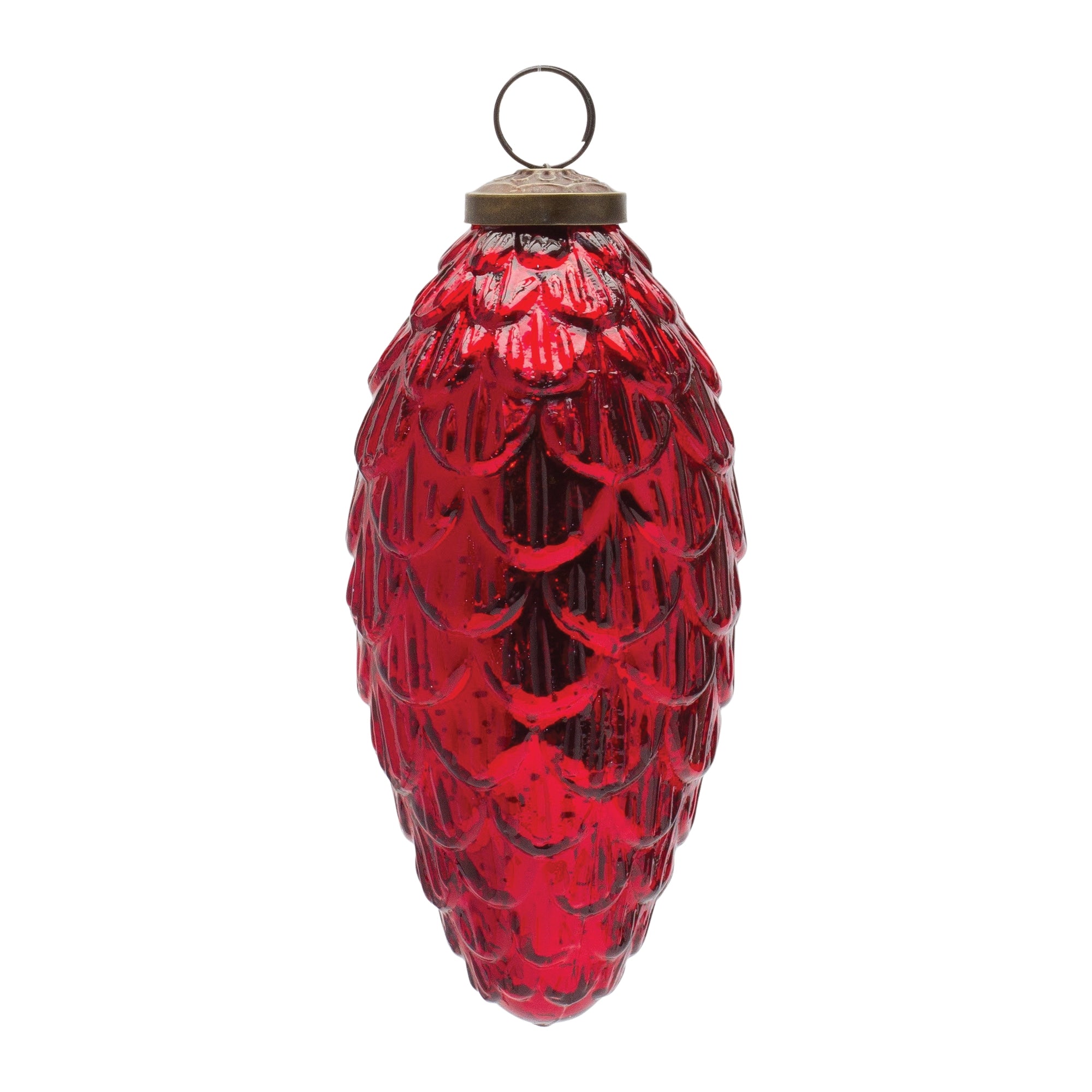 Pine Cone Ornament 6.75”H Glass