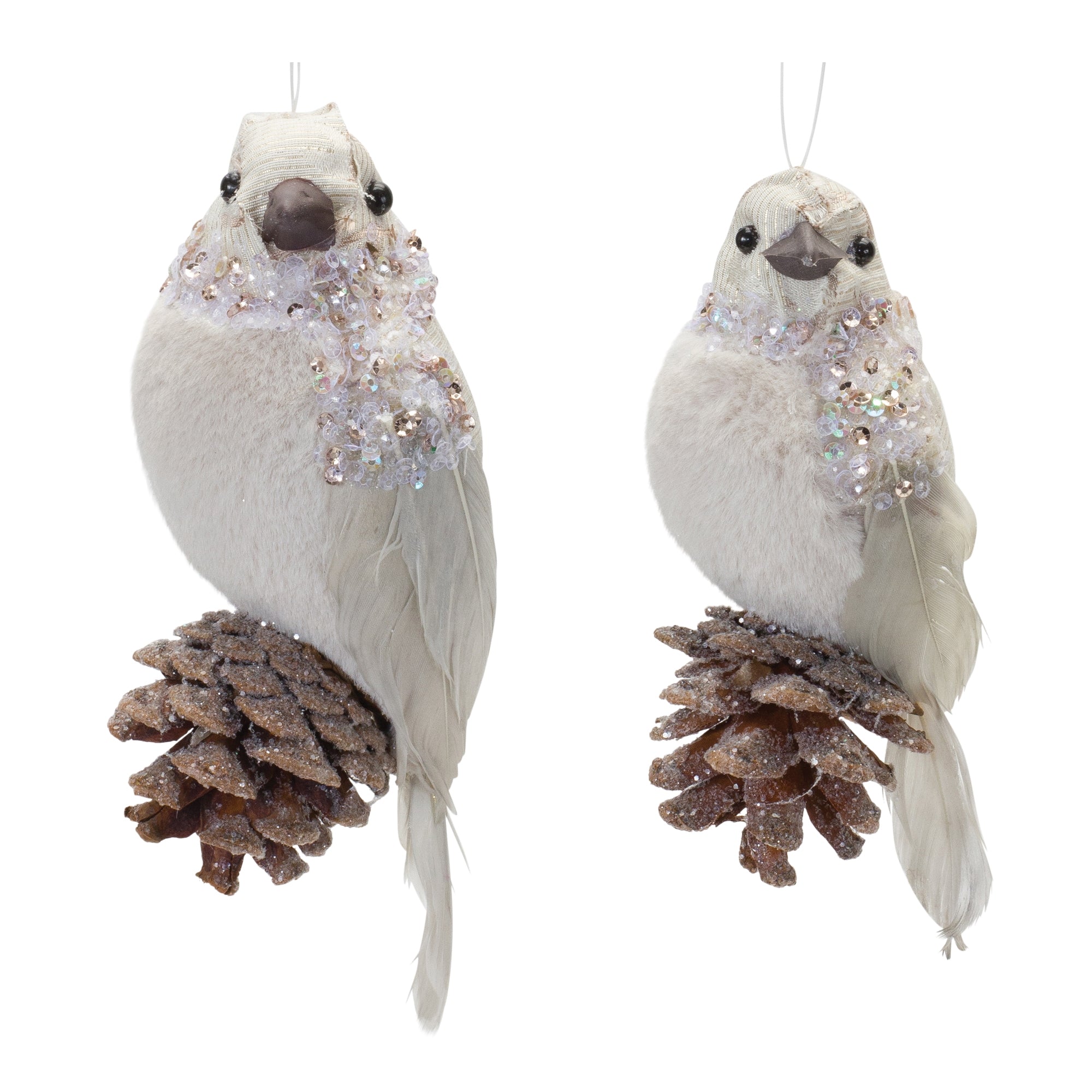 Bird Ornament (Set of 2) 5.5"H, 6.5"H Foam/Fabric