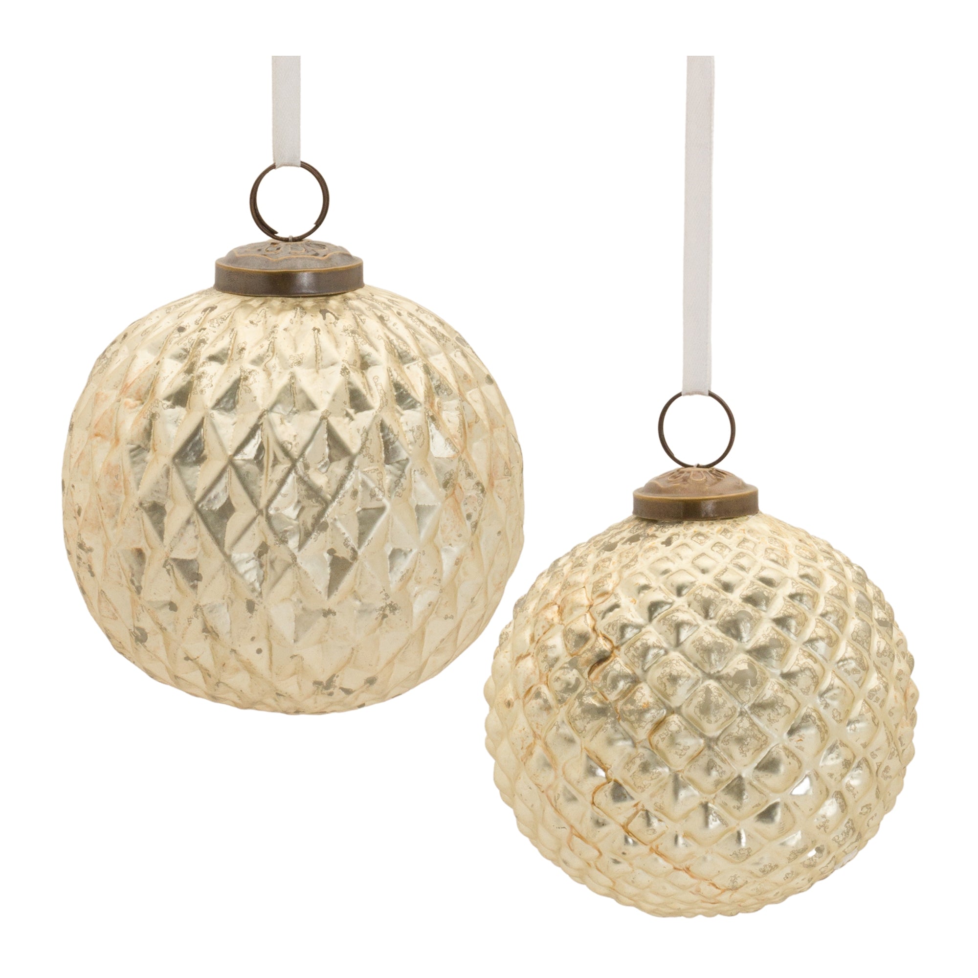 Ball Ornament (Set of 2) 3"D, 4"D Glass