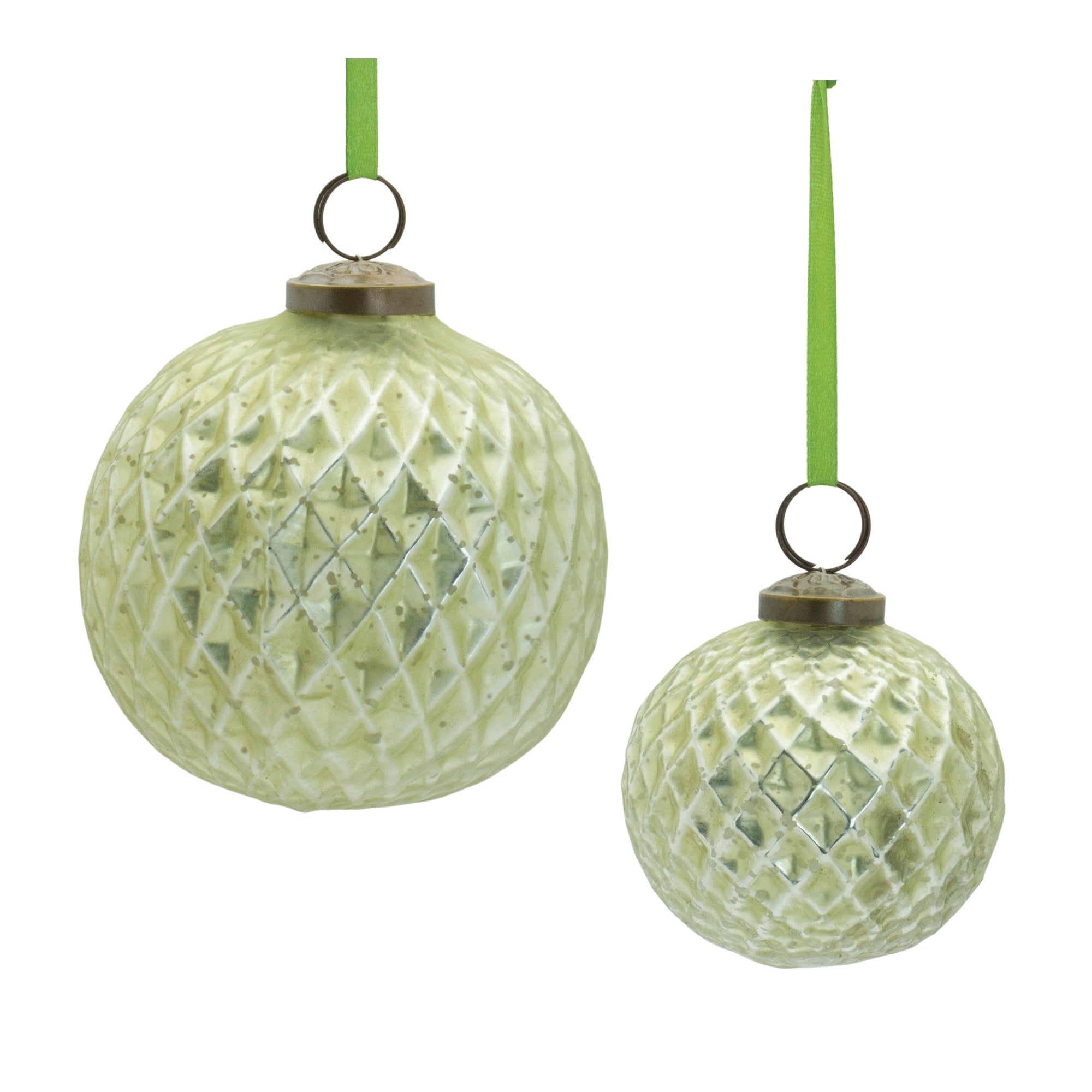 Ball Ornament (Set of 2) 3"D, 4"D Glass