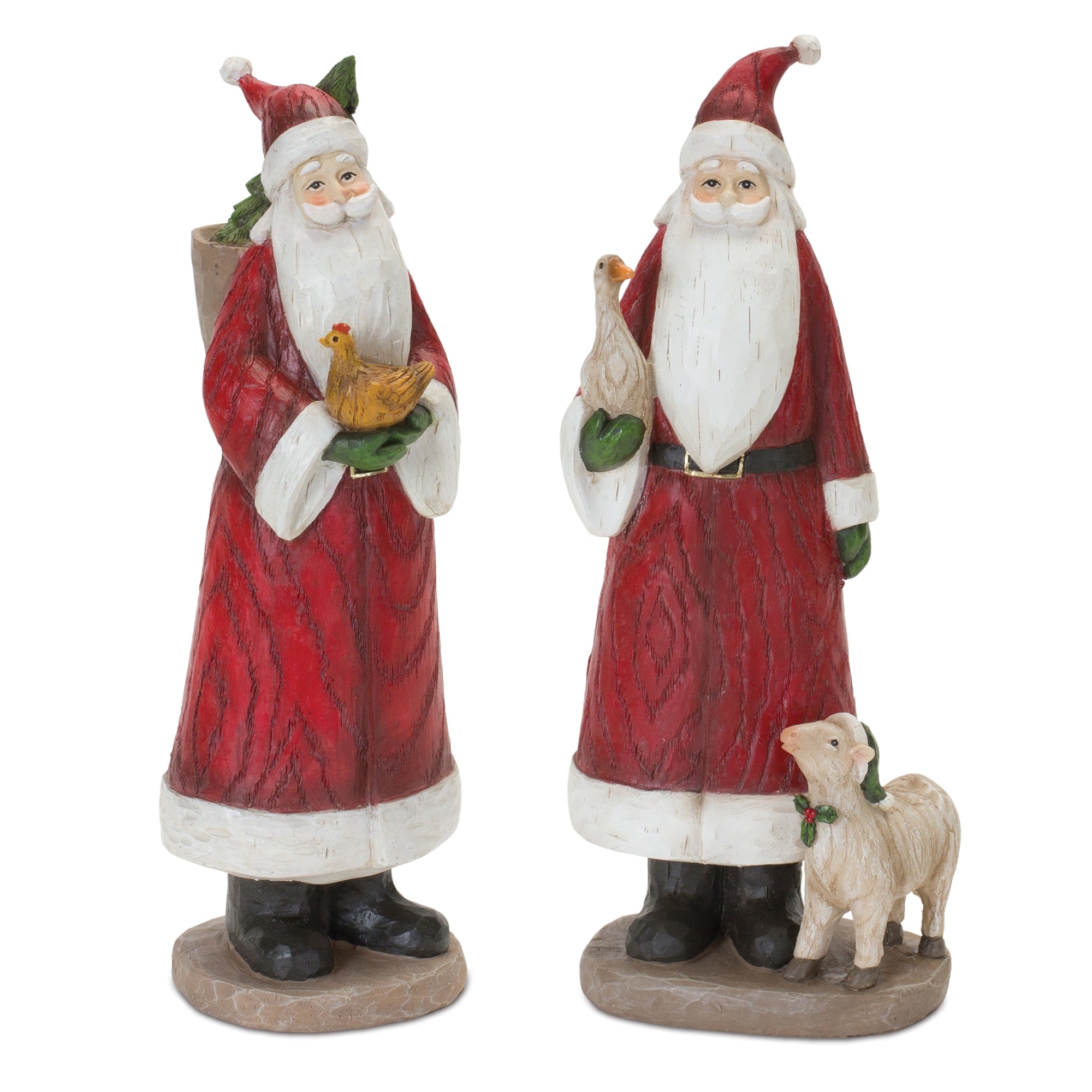 Santa w/Animals (2 Asst) 11”H Resin