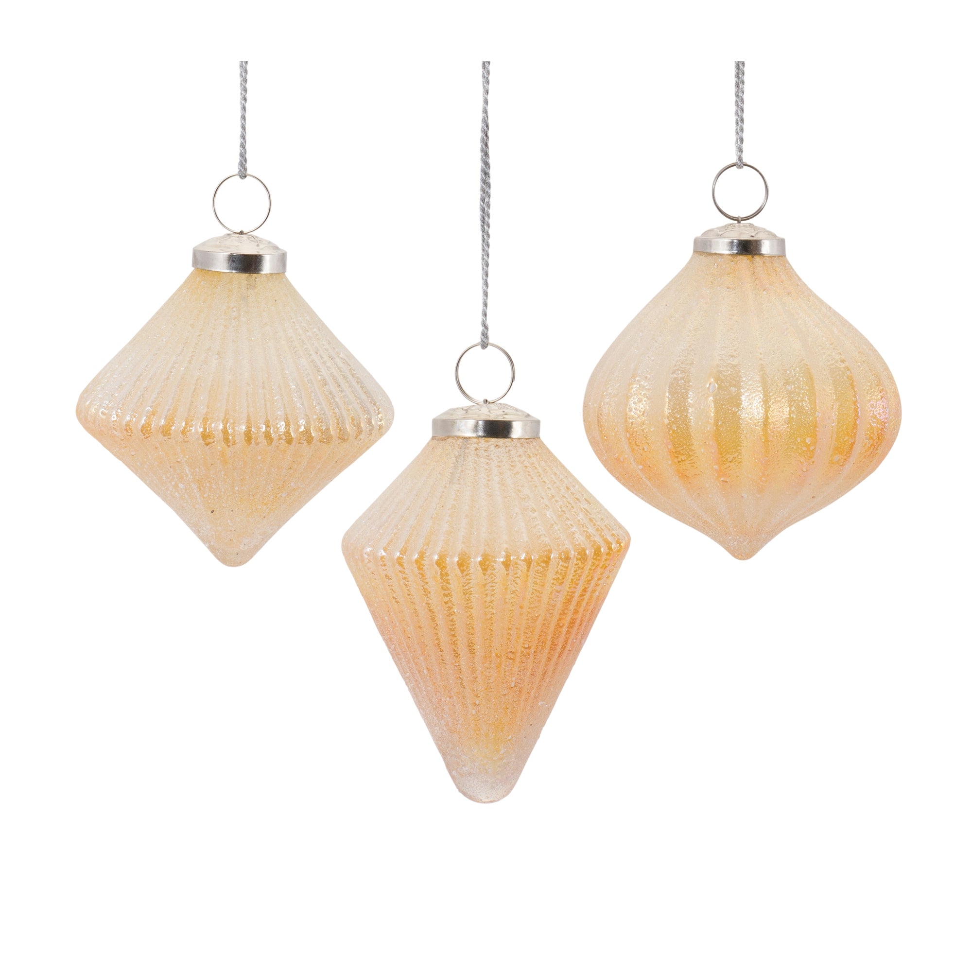 Ornament (3 Asst) 4.75"H, 5"H, 5.5"H Glass