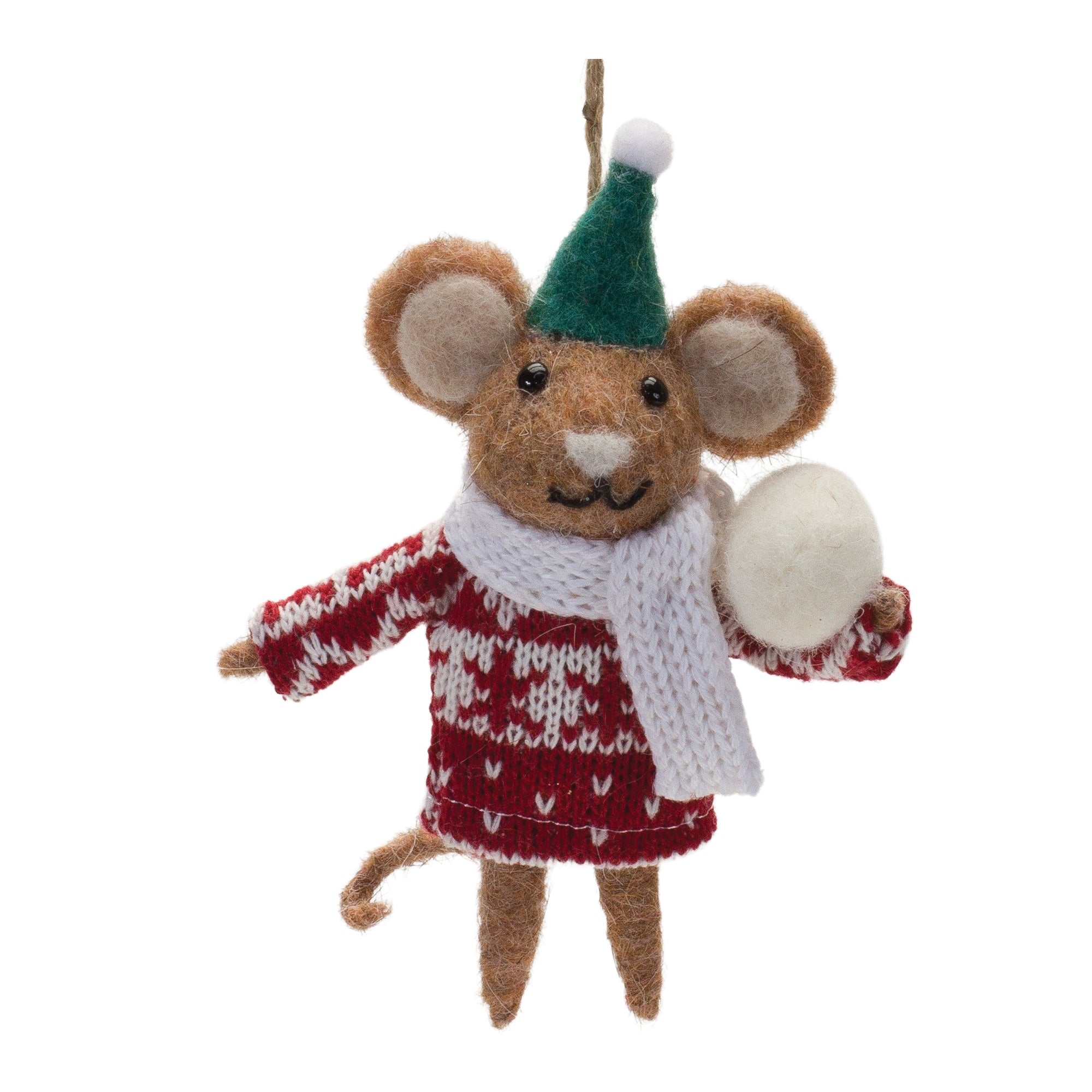 Mouse Ornament 6”H Wool