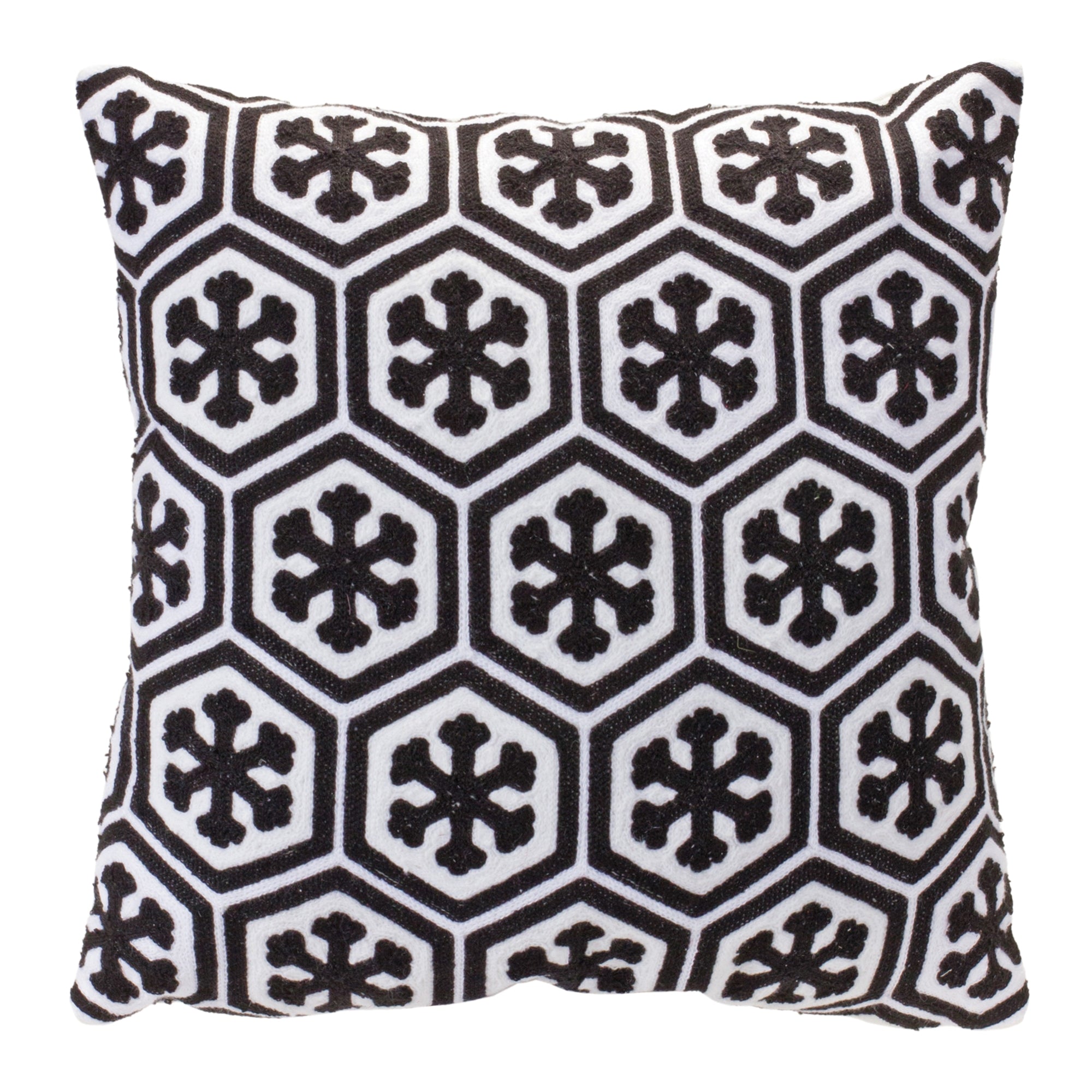 Pillow w/Snowflake Pattern 17”SQ Cotton