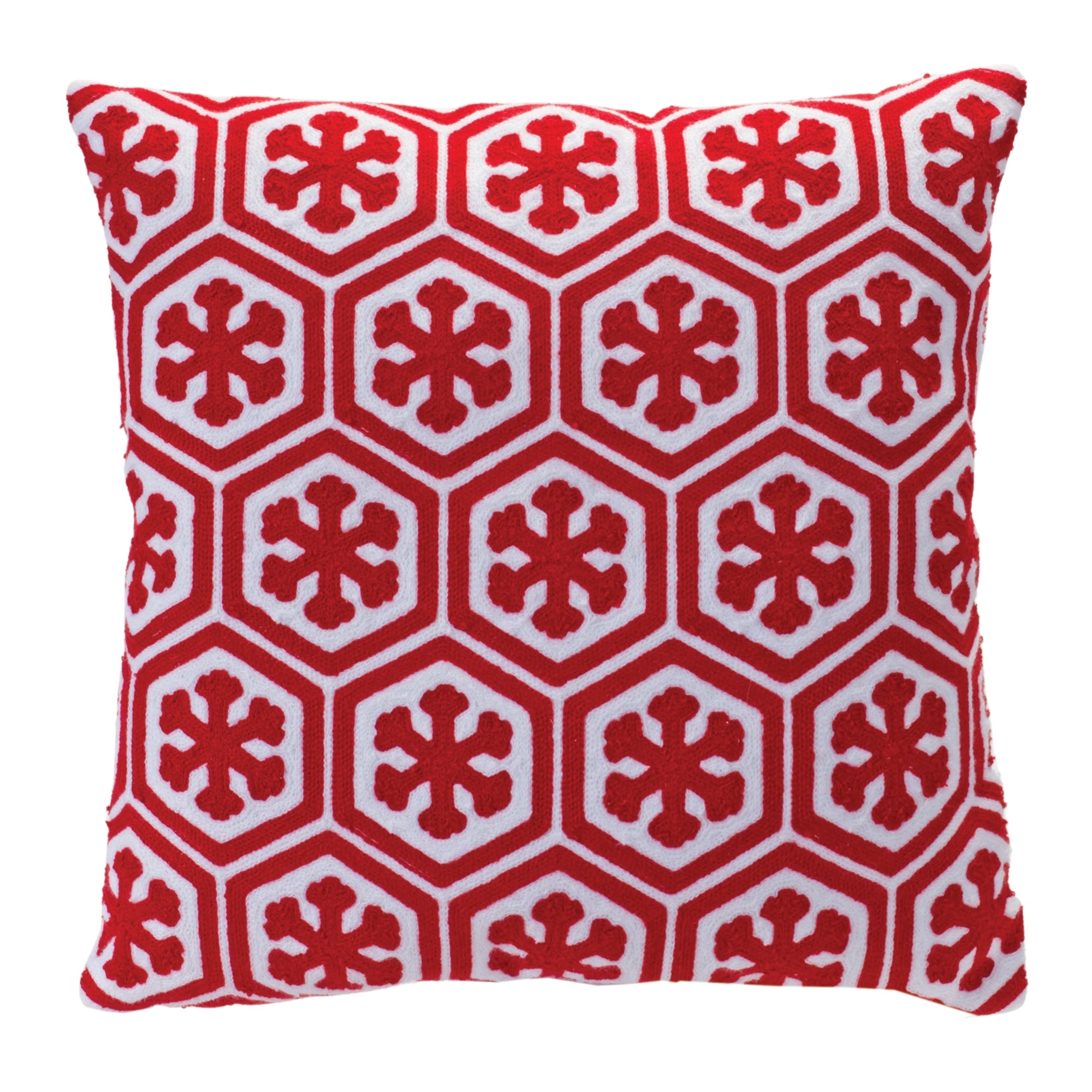 Pillow w/Snowflake Pattern 17”SQ Cotton