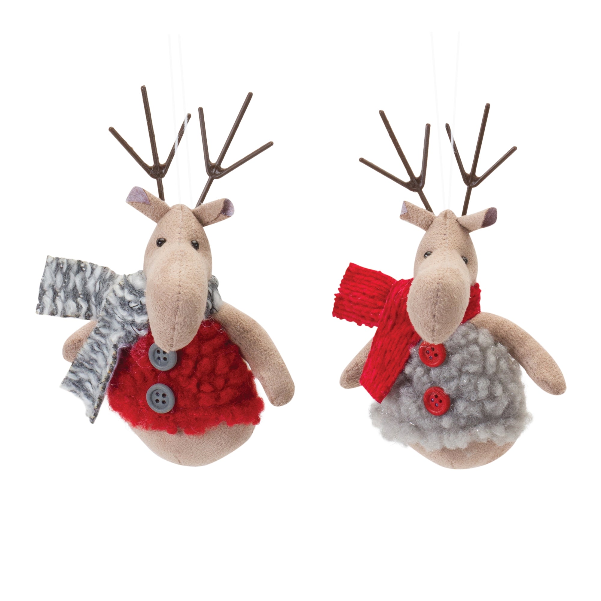 Deer Ornament (2 Asst) 6”H Polyester