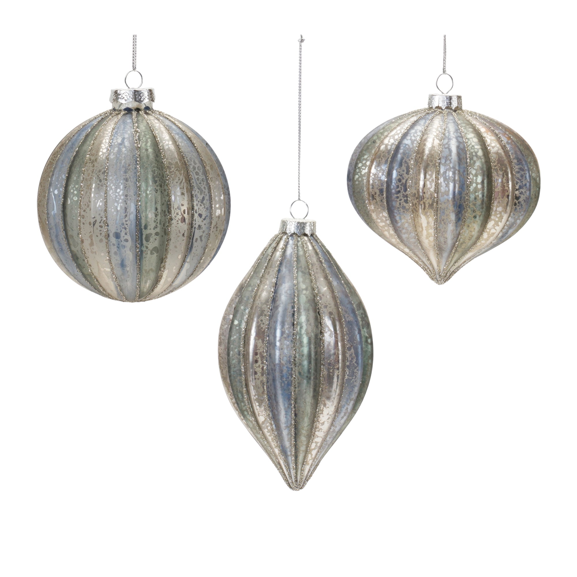 Ornament (3 Asst) 4.5"H, 4.5"H, 6"H Glass