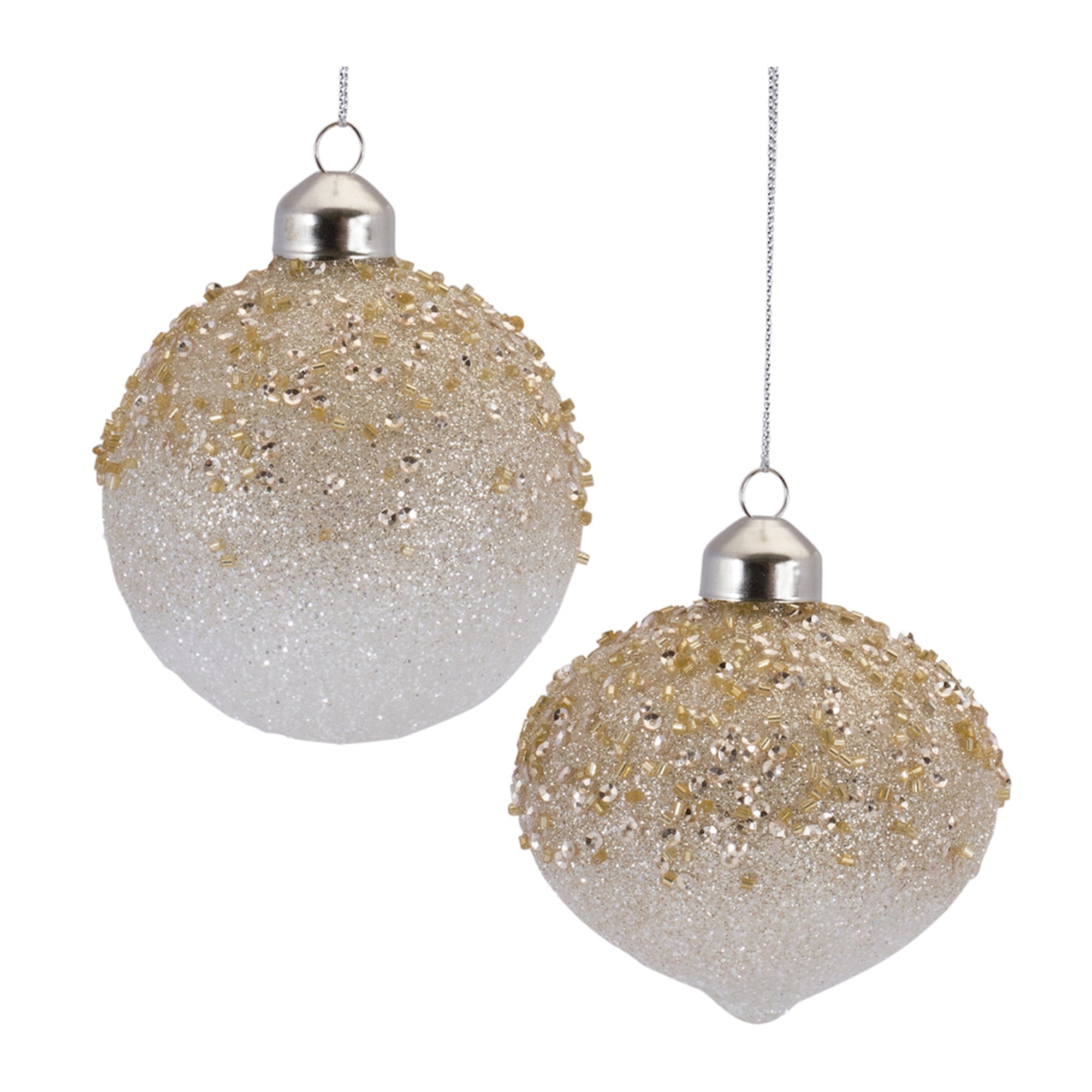 Ornament (2 Asst) 3.5"H, 4"H Glass