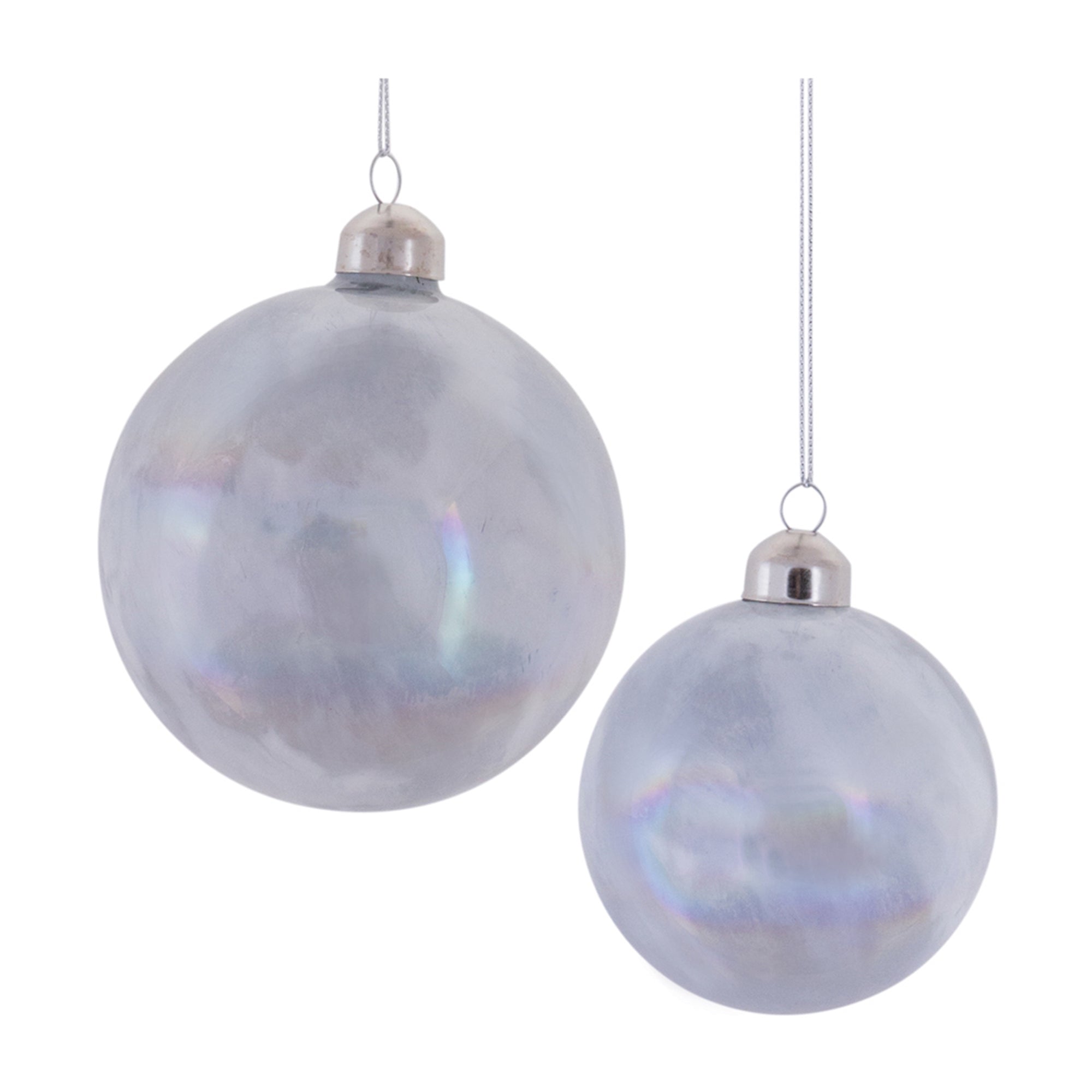 Ball Ornament (Set of 2) 3"D, 4"D Glass