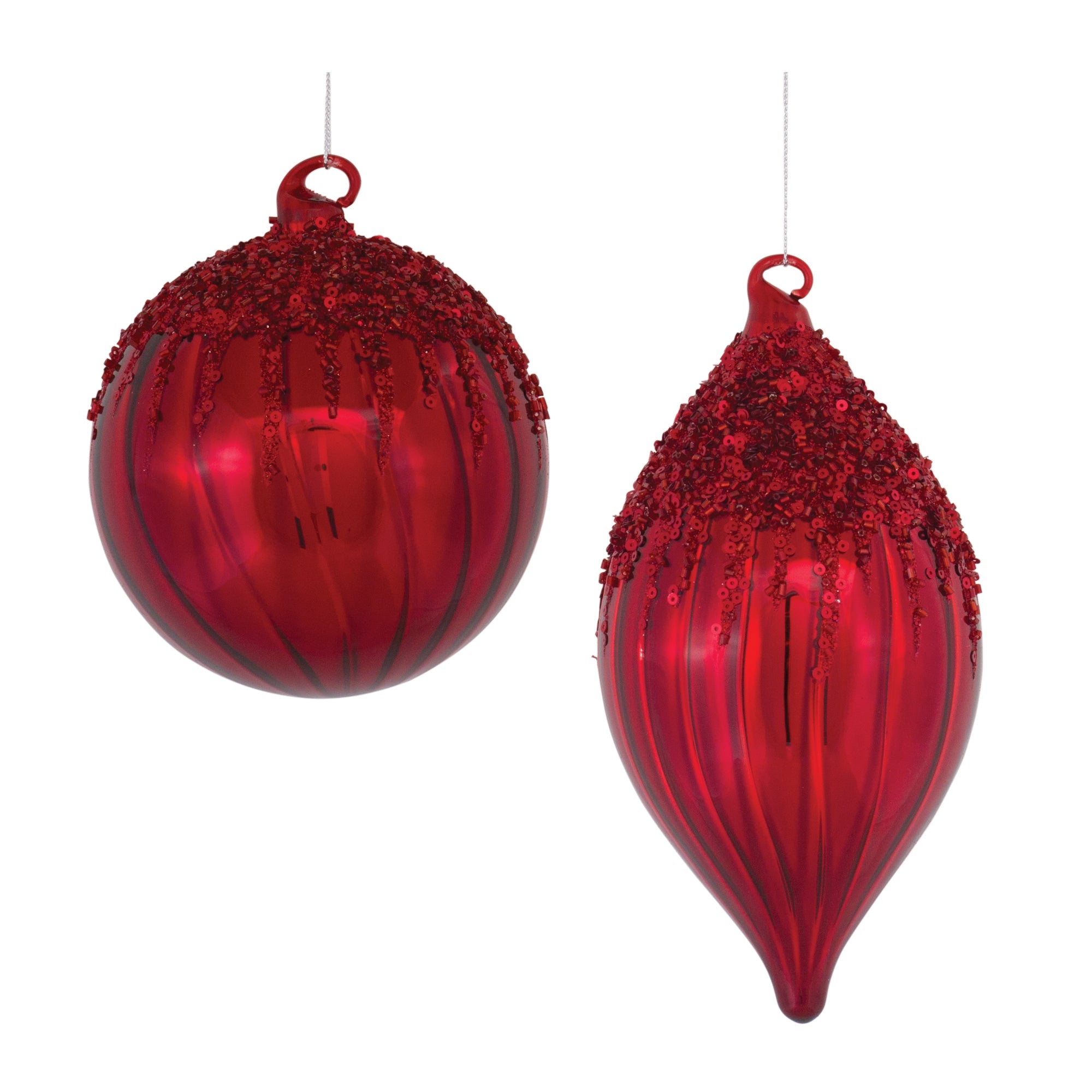 Ornament (2 Asst) 5"H, 8"H Glass