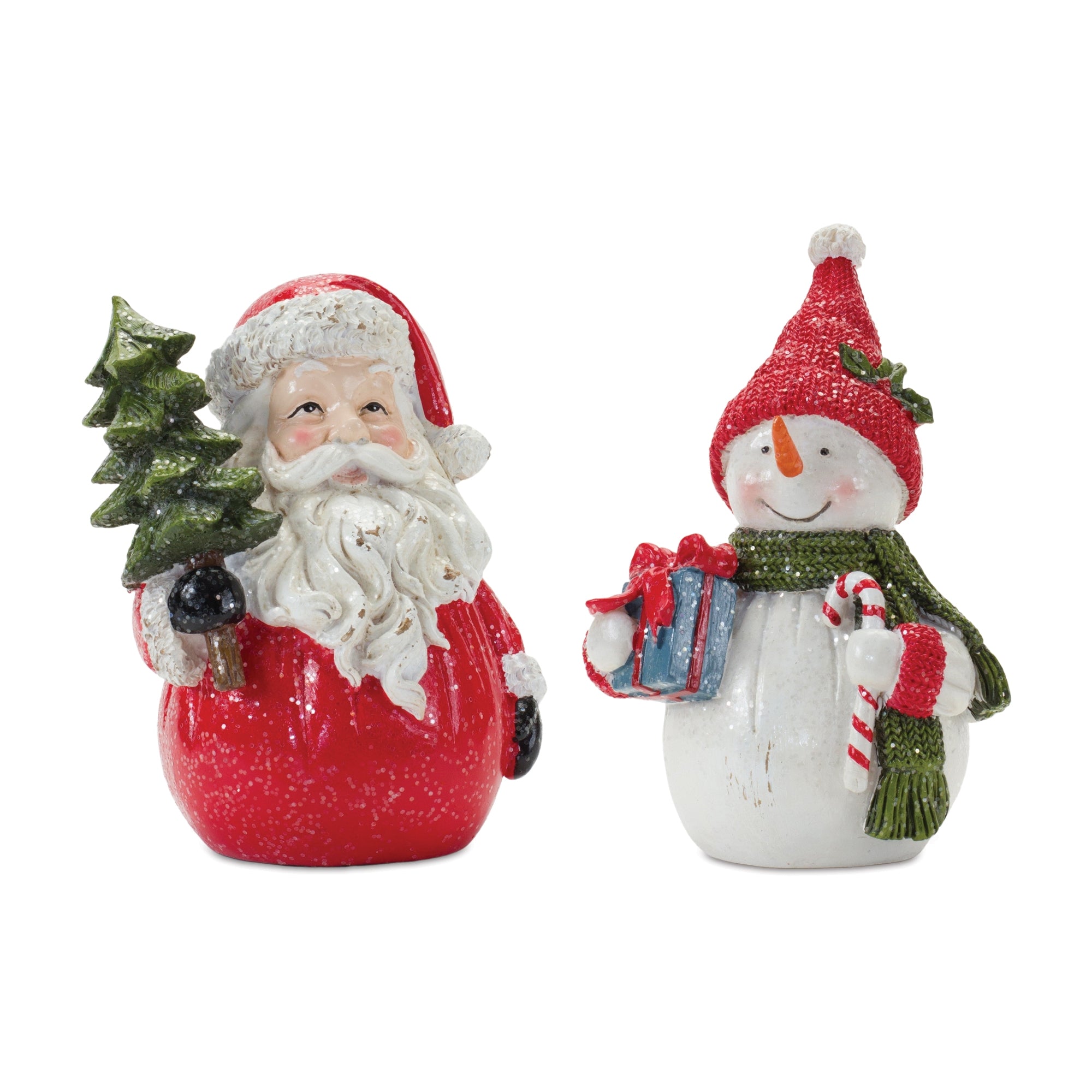Santa and Snowman (2 Asst) 6"H, 6.5"H Resin