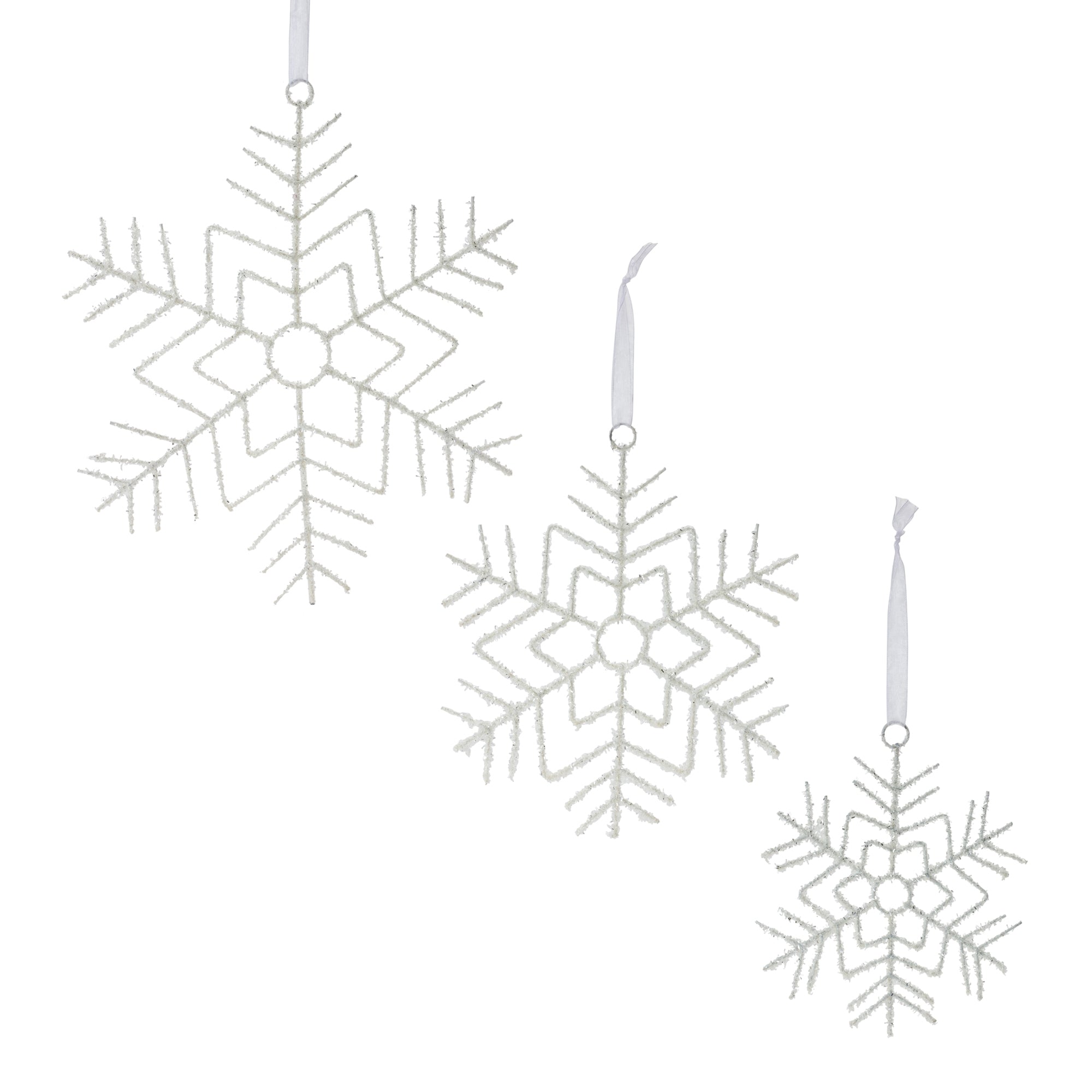 Snowflake Ornament (Set of 3) 9.75"H, 12.5"H, 16.25"H Wire
