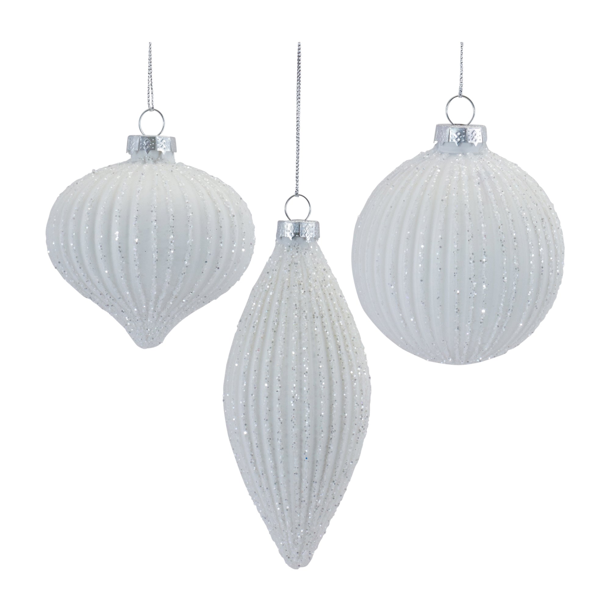 Ornament (3 Asst) 3.75"H, 4"H, 6"H Glass