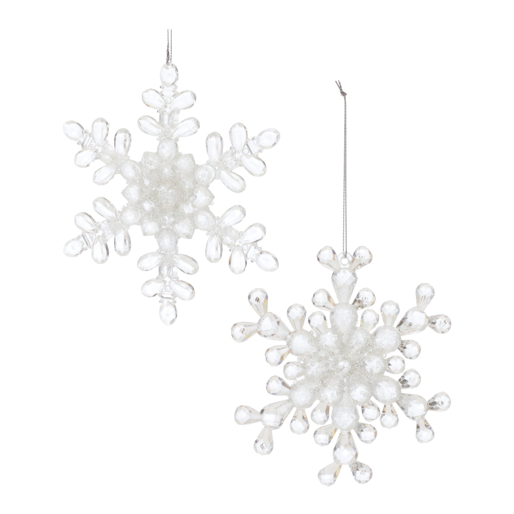 Snowflake Ornament (2 Asst) 5.25”H Acrylic