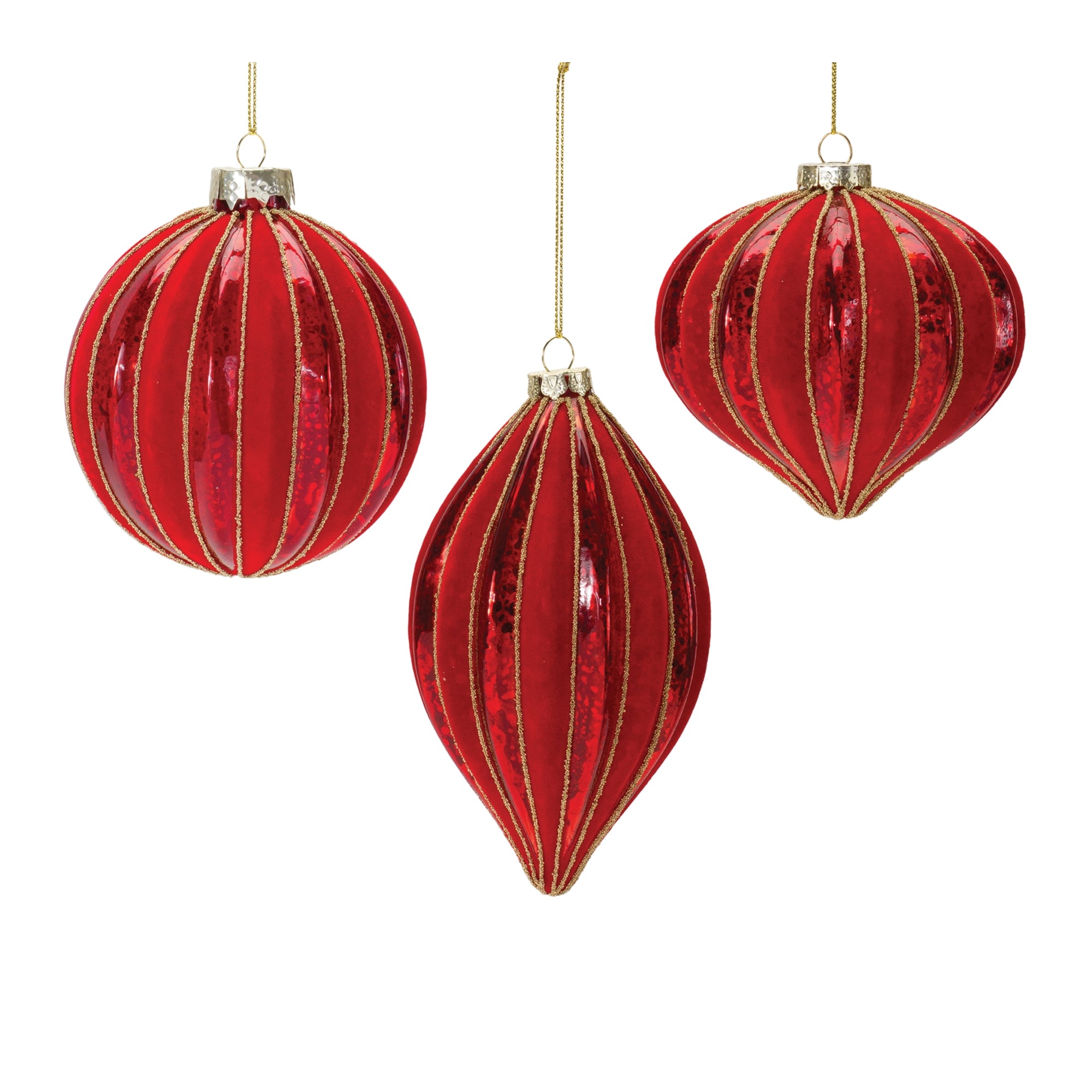 Ornament (3 Asst) 4.25"H, 4.75"H, 6"H Glass