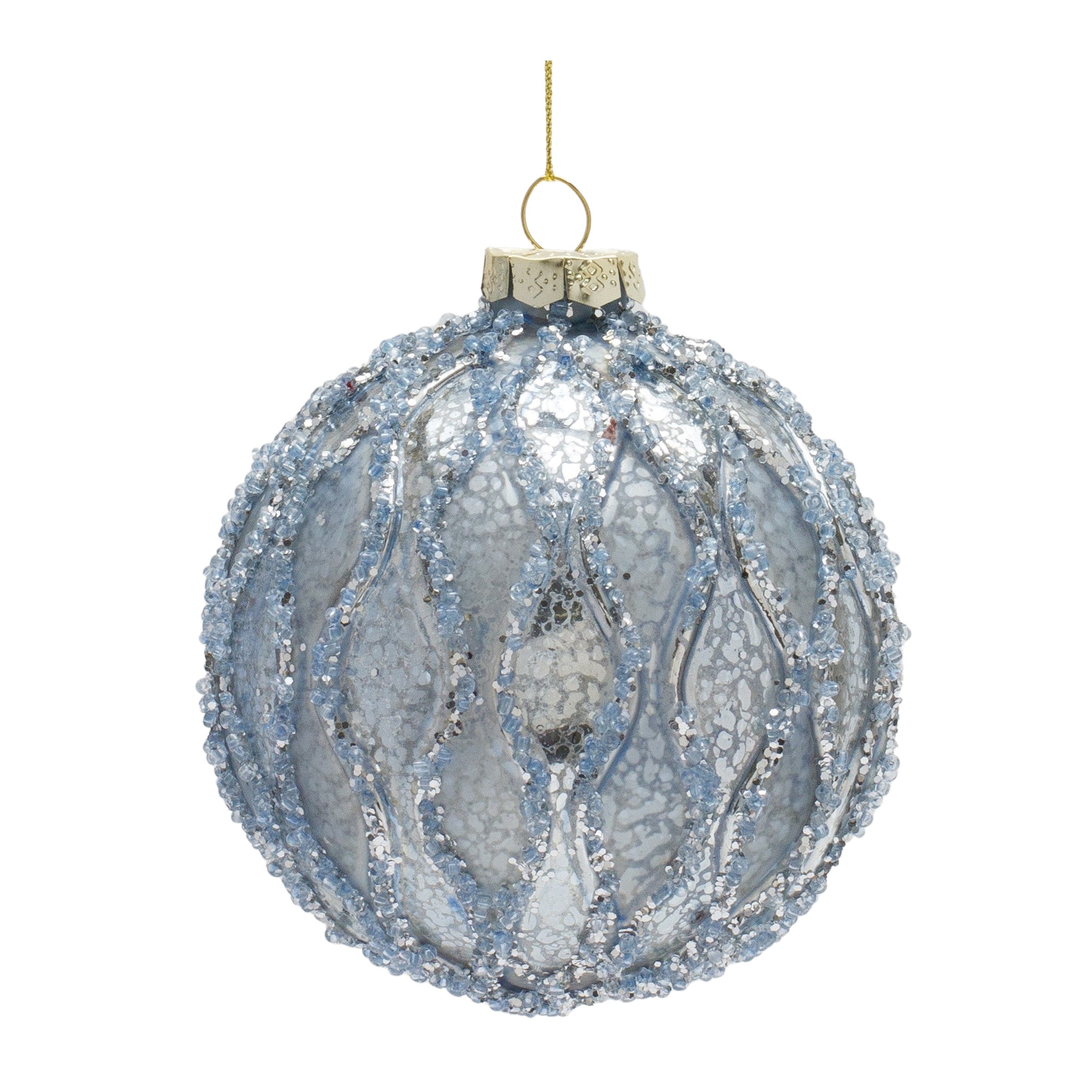 Ball Ornament 4”D Glass