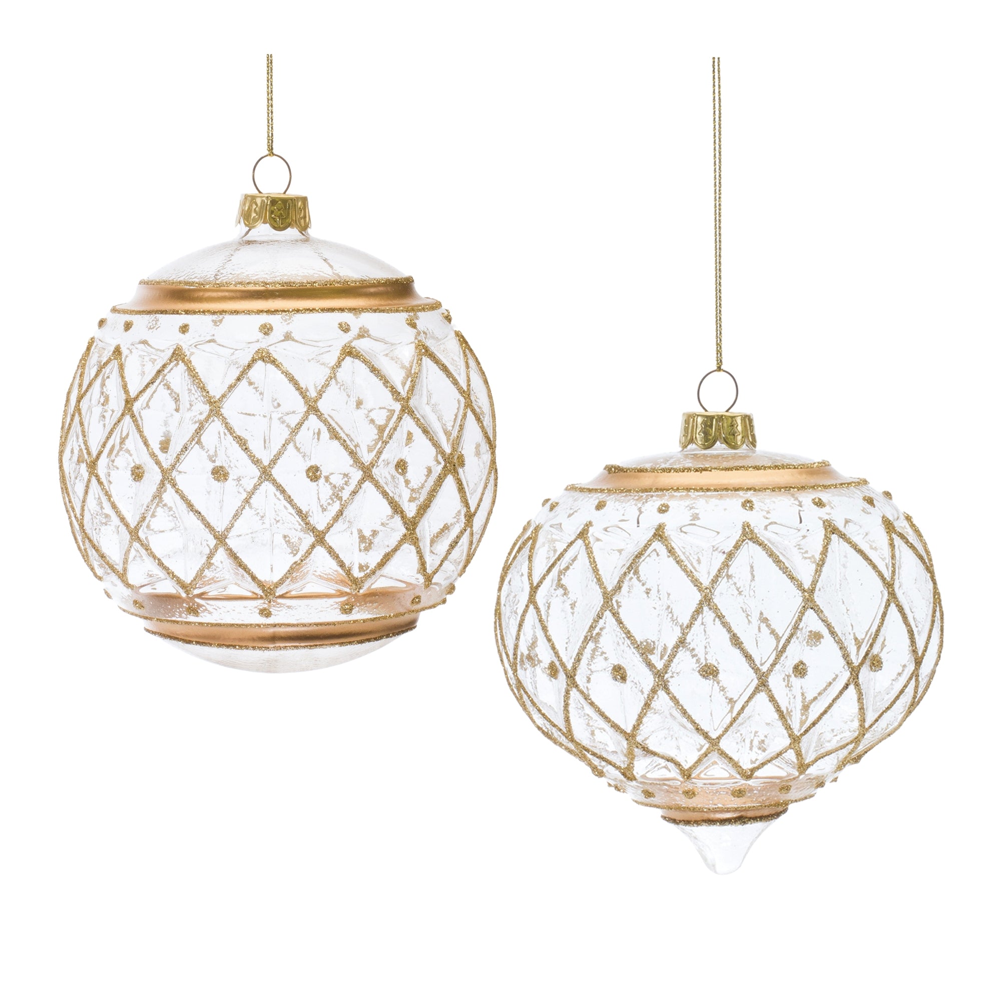Ornament (2 Asst) 4”D Glass