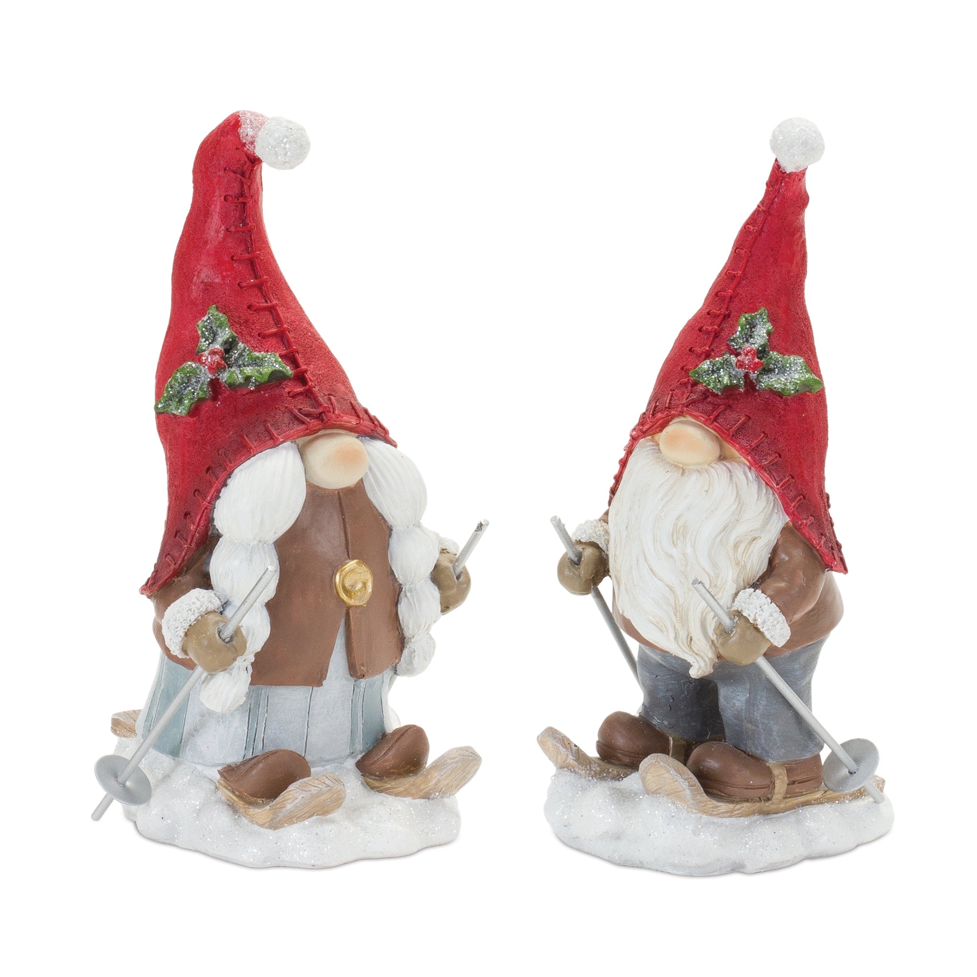 Gnome on Skis (2 Asst) 6.75”H Resin