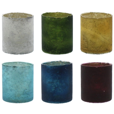 Glass Votive - Set of 6, Assorted Colors - 6 colors, Assorted