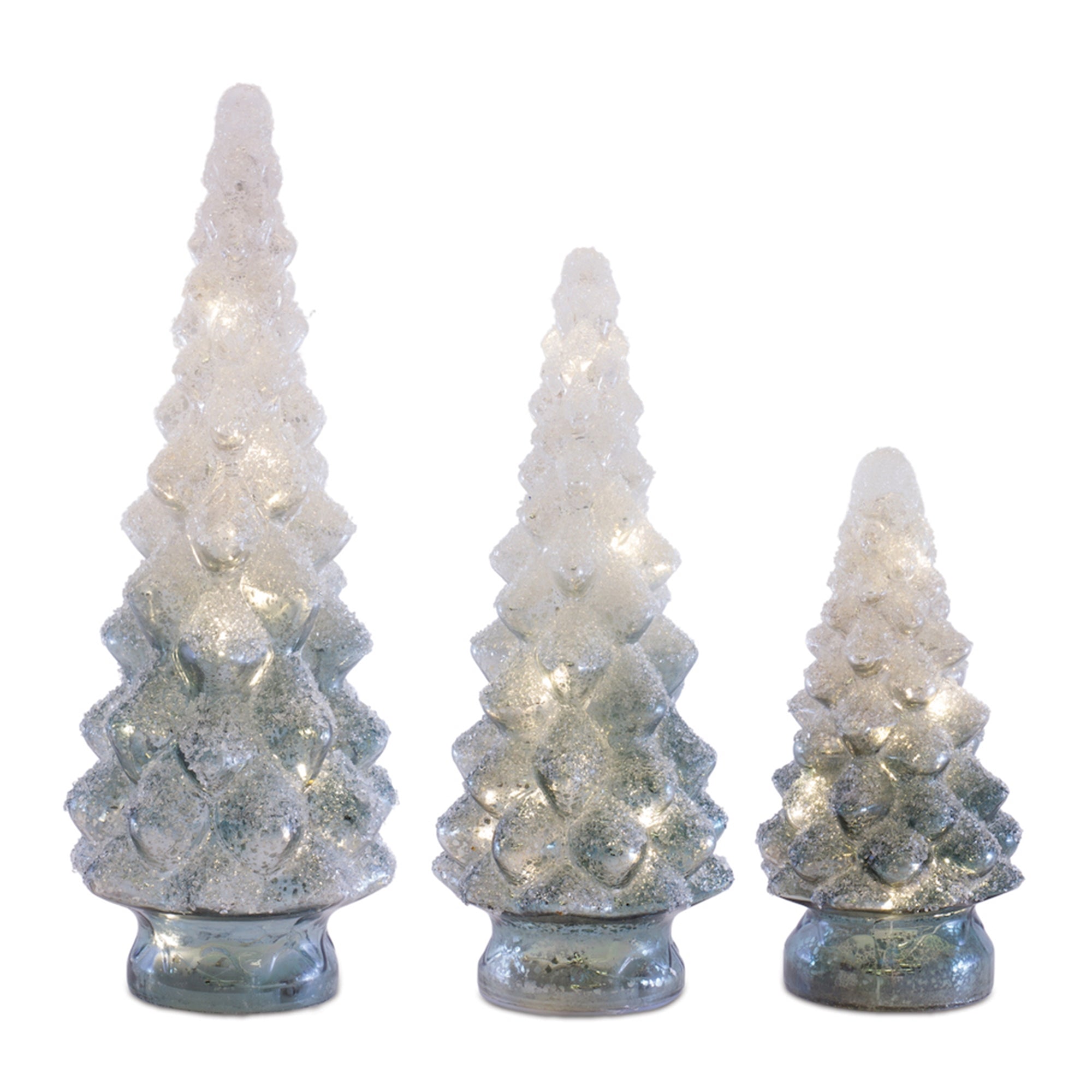 LED Tree (Set of 3) 9.5"H, 13.25"H, 15.75"H Glass 3 AA Batteries, Not Included