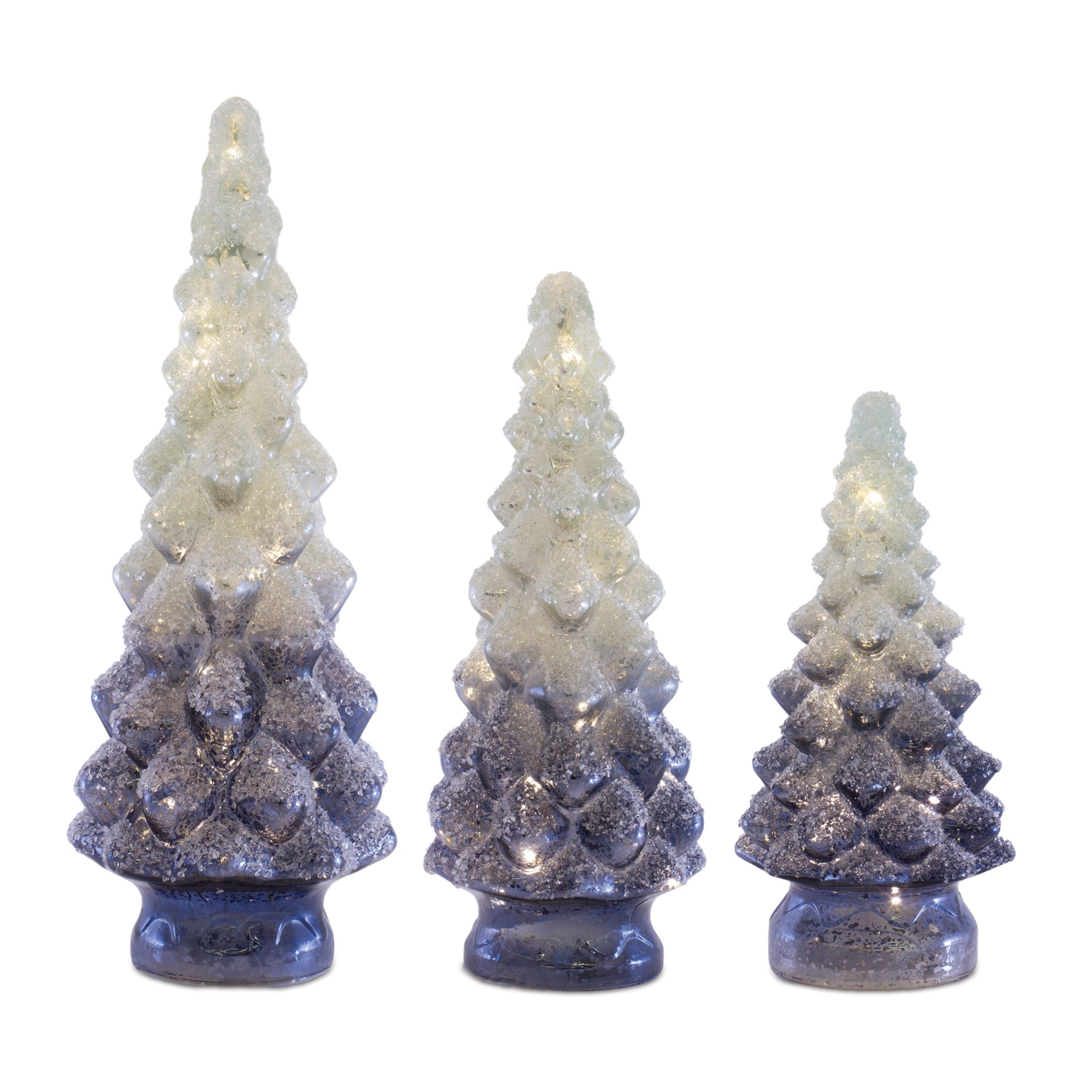 LED Tree (Set of 3) 9.5"H, 13.25"H, 15.75"H Glass 3 AA Batteries, Not Included